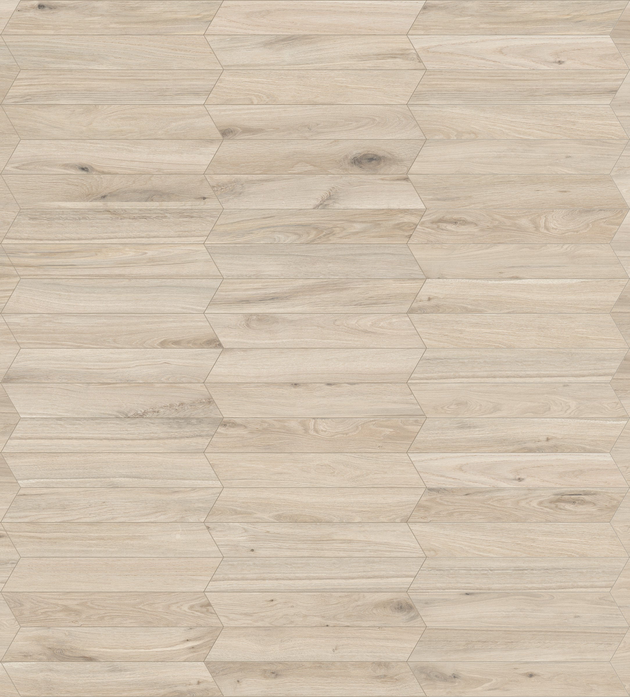 Shapes 4x24 Matte Porcelain Chevron Tile in White Oak A+B