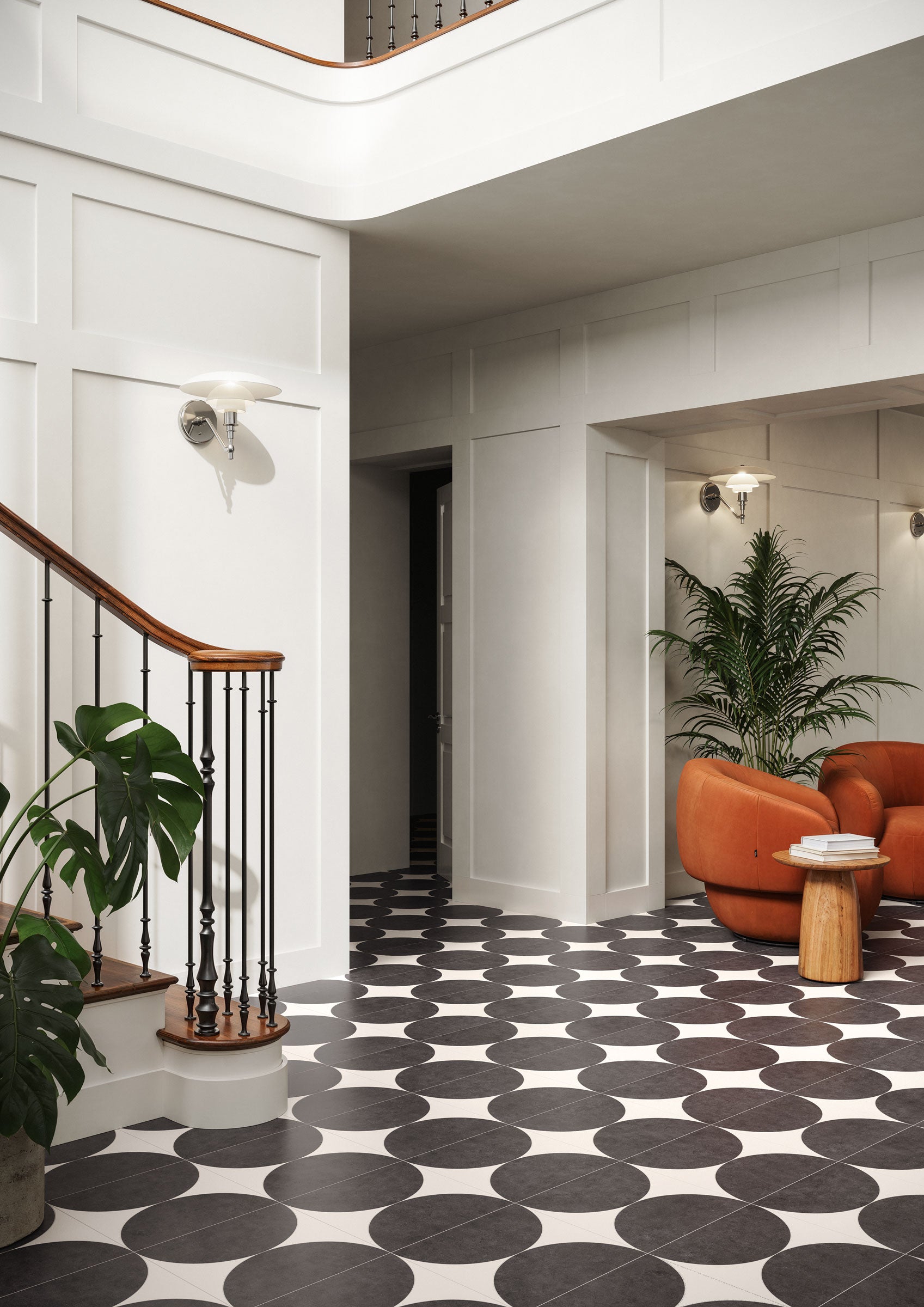 Shapes 15x15 Matte Porcelain Moon Mesh Mosaic Tile in Midnight/Ivory