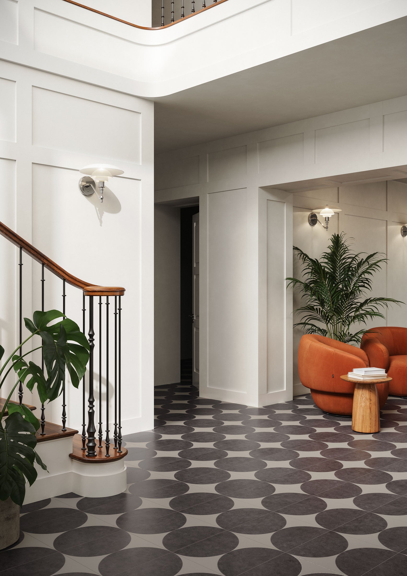 Shapes 15x15 Matte Porcelain Moon Mesh Mosaic Tile in Tortora/Midnight