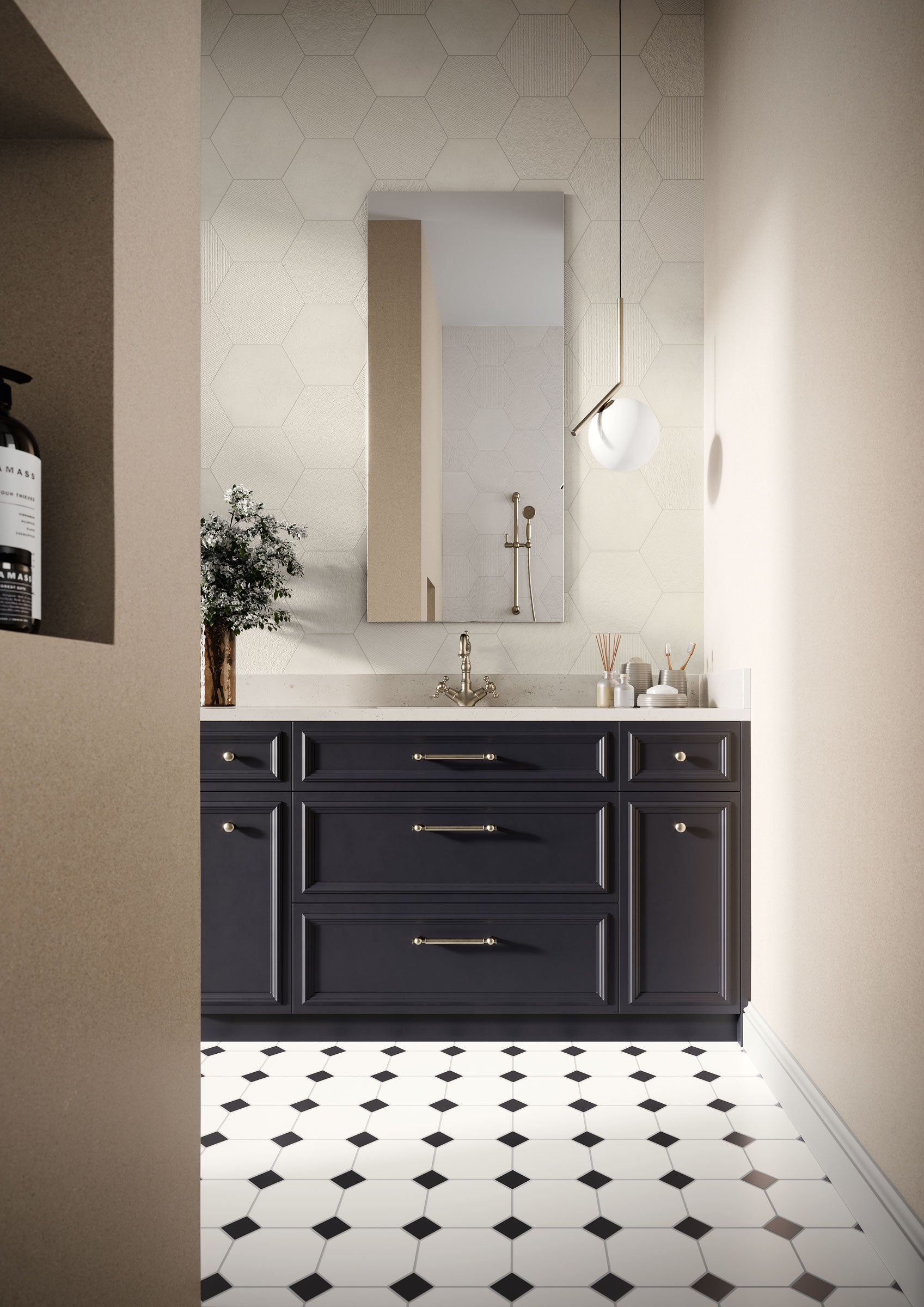 Shapes 13x13 Matte Porcelain Palace Elite Mesh Mosaic Tile in Black/White