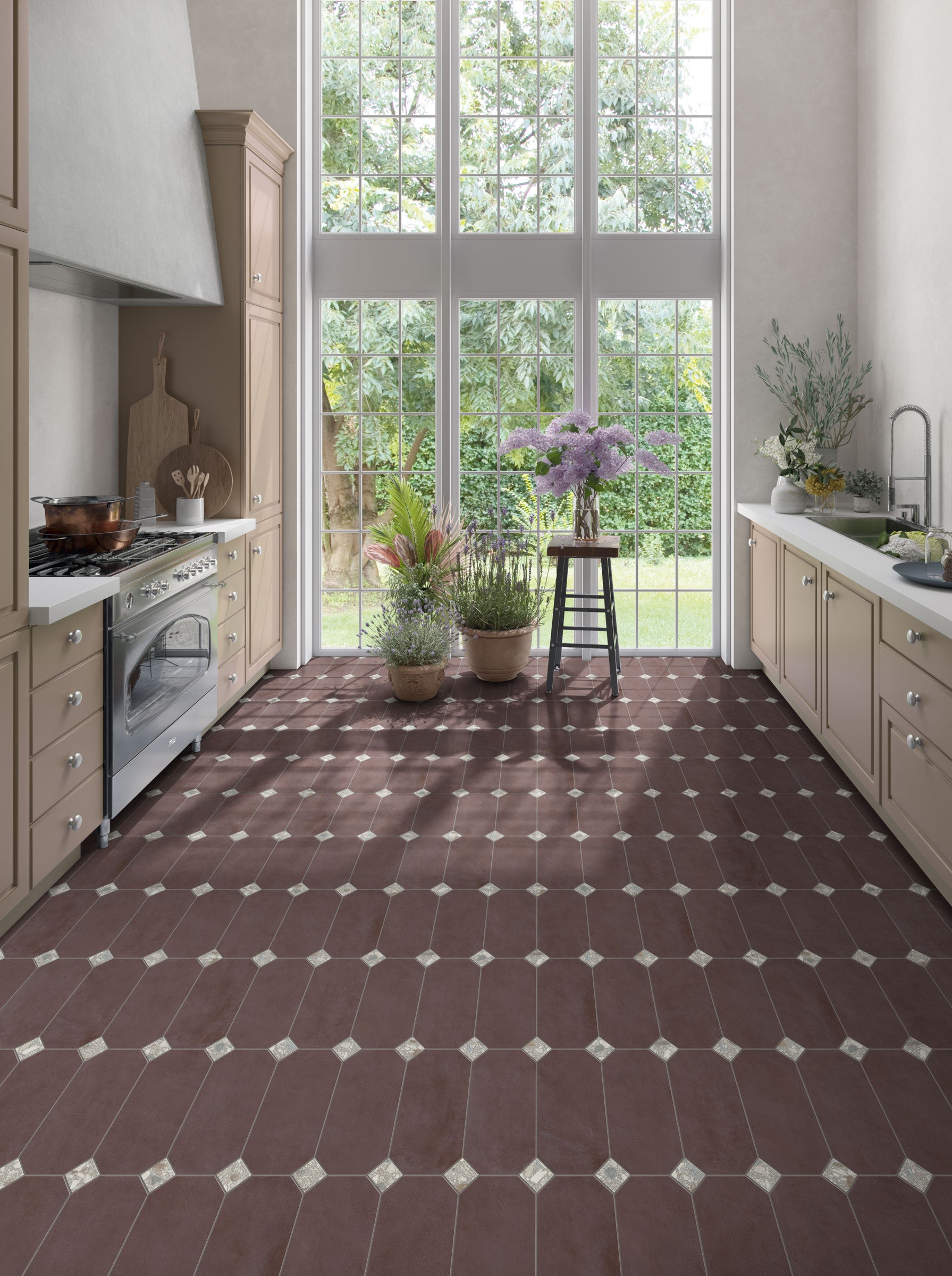 Shapes 13x13 Matte Porcelain Palace Royale Tile in Dark Marron