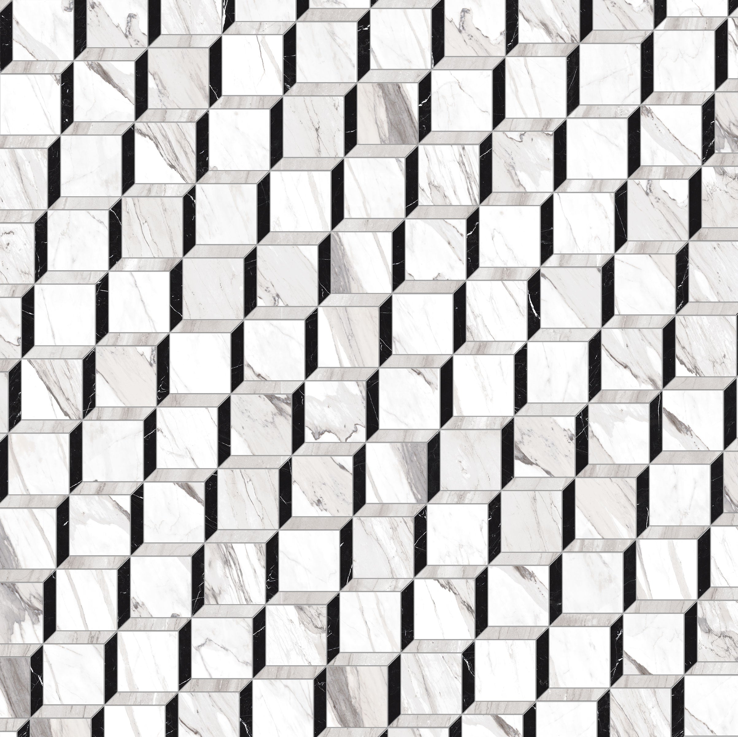 Shapes 15x15 Matte Porcelain Palace Square Mesh Mosaic Tile in White/Grey/Black