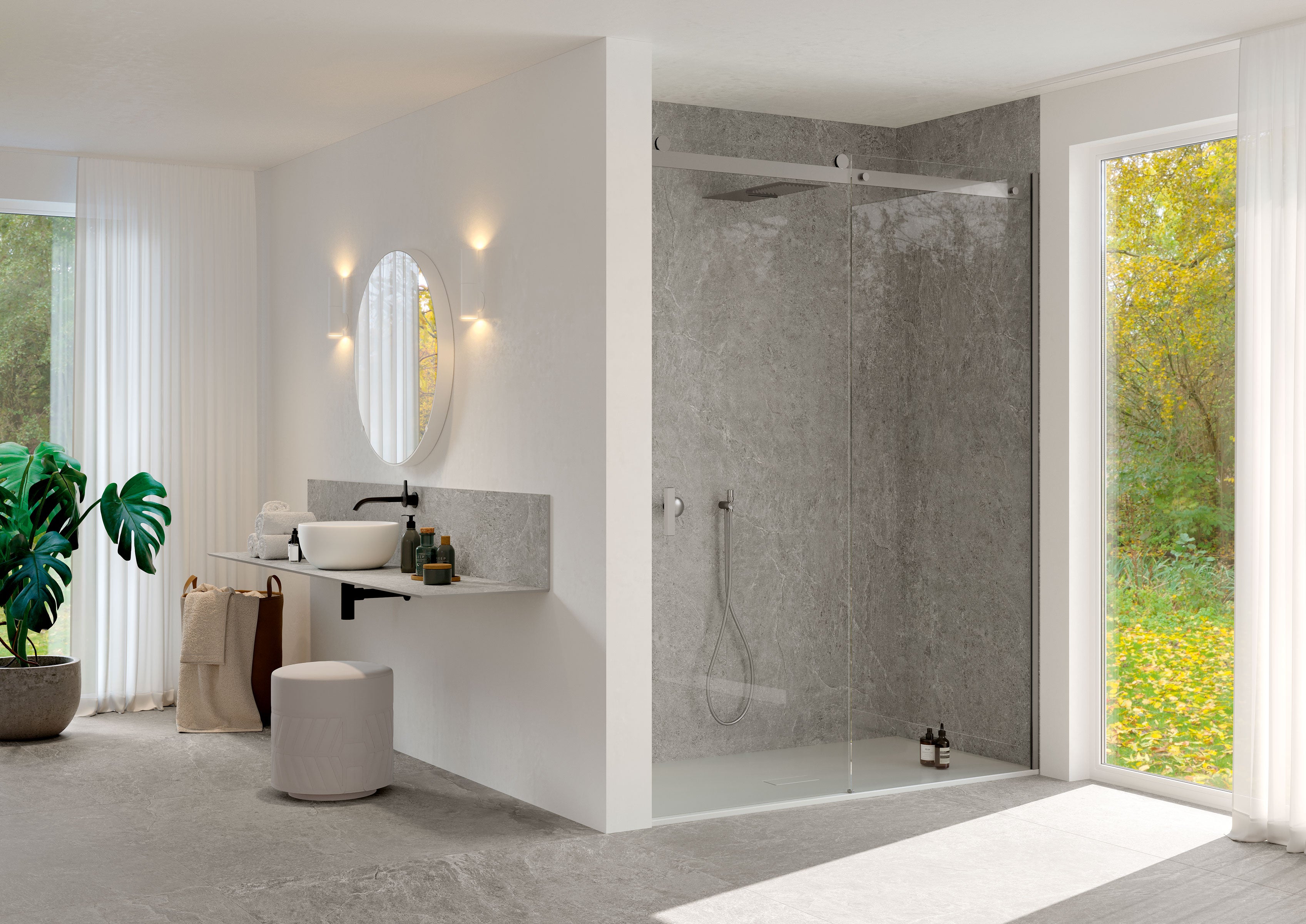 Farmhouse Living Pre-Fab 32x96 Matte Porcelain Tile in Millstone