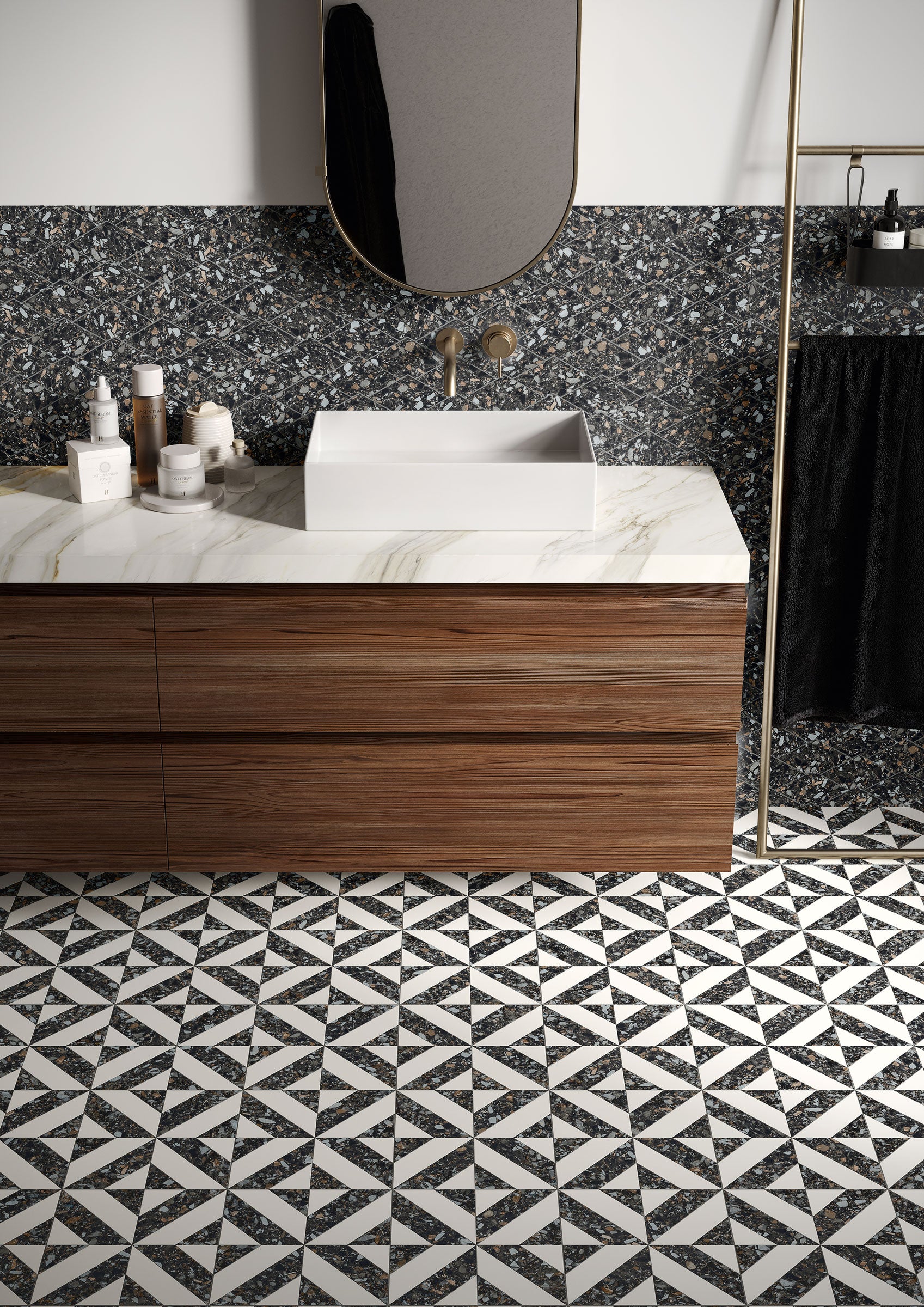 Terrazzo Allure™ 12x12 Matte Iconic Deco Porcelain Tile in Constellation