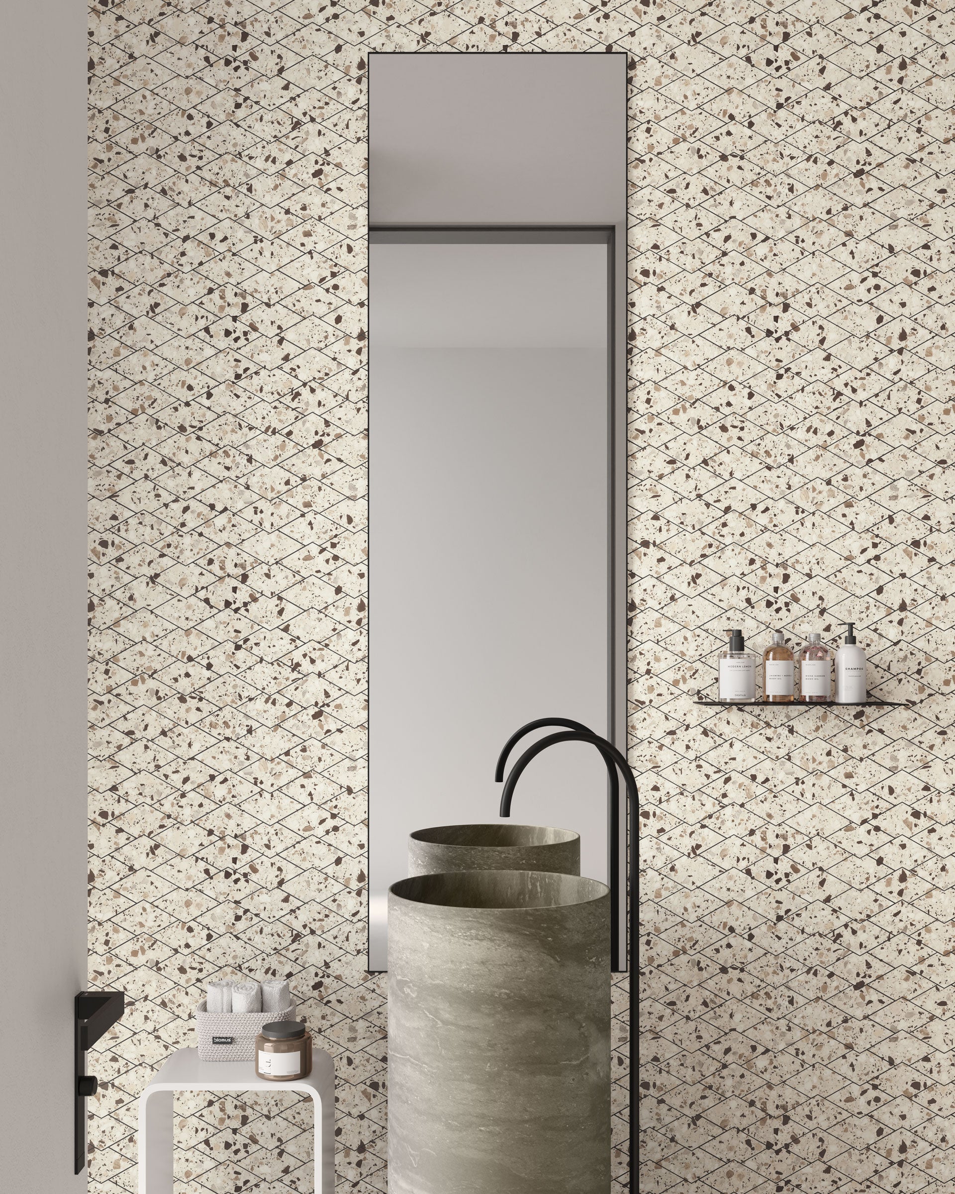 Terrazzo Allure™ 10.5x17 Matte Diamond Deco Porcelain Tile in Dune