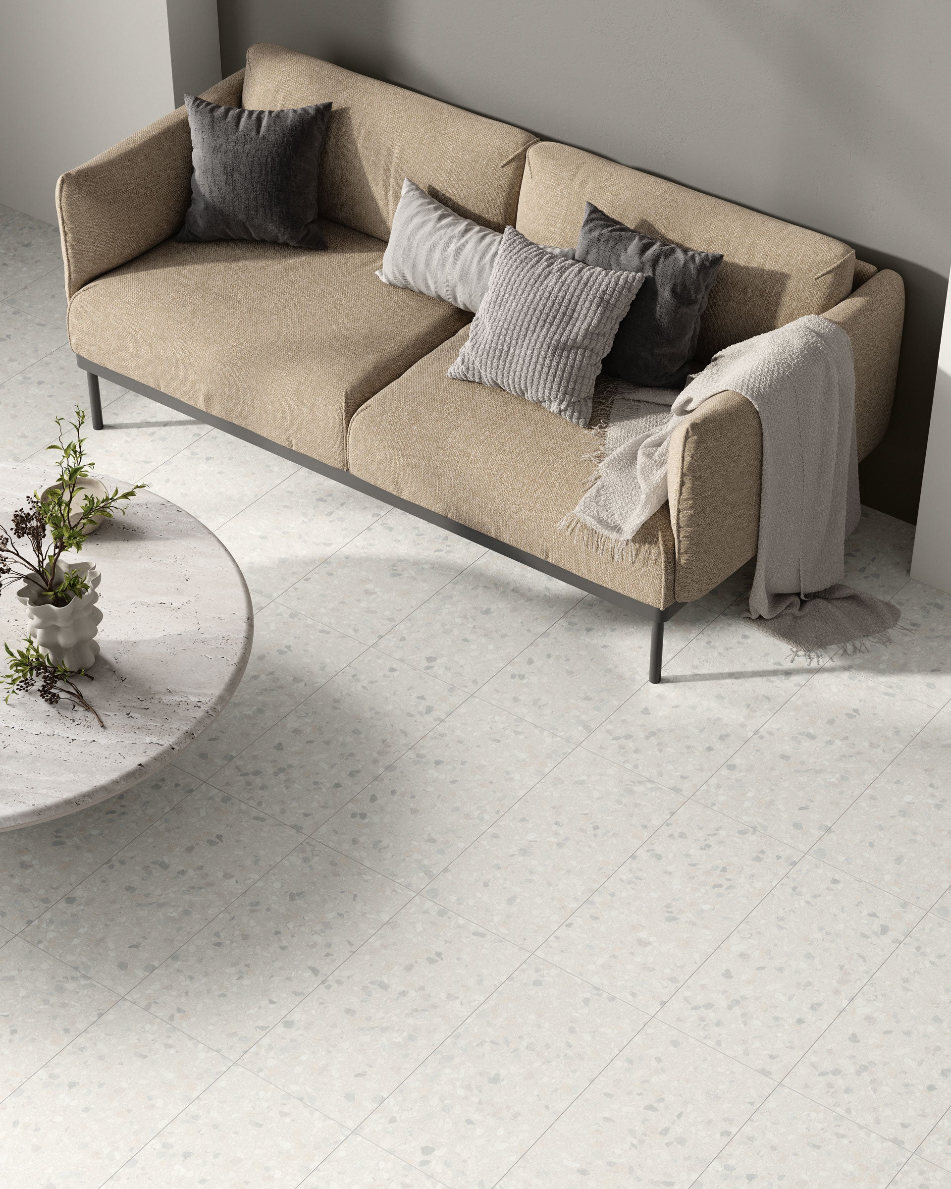 Terrazzo Allure™ 12x24 Matte Porcelain Tile in Snow
