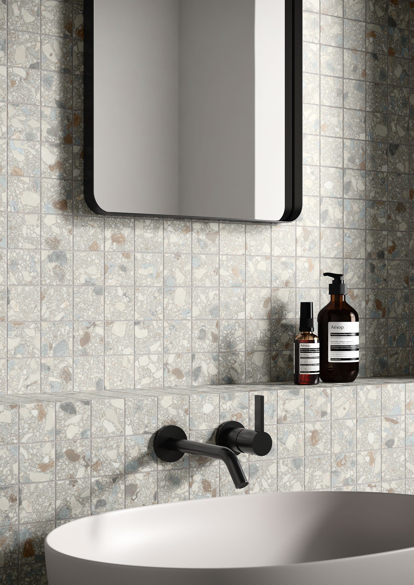 Terrazzo Allure™ 2x2 Matte Porcelain Mesh Mosaic Tile in Stonehenge