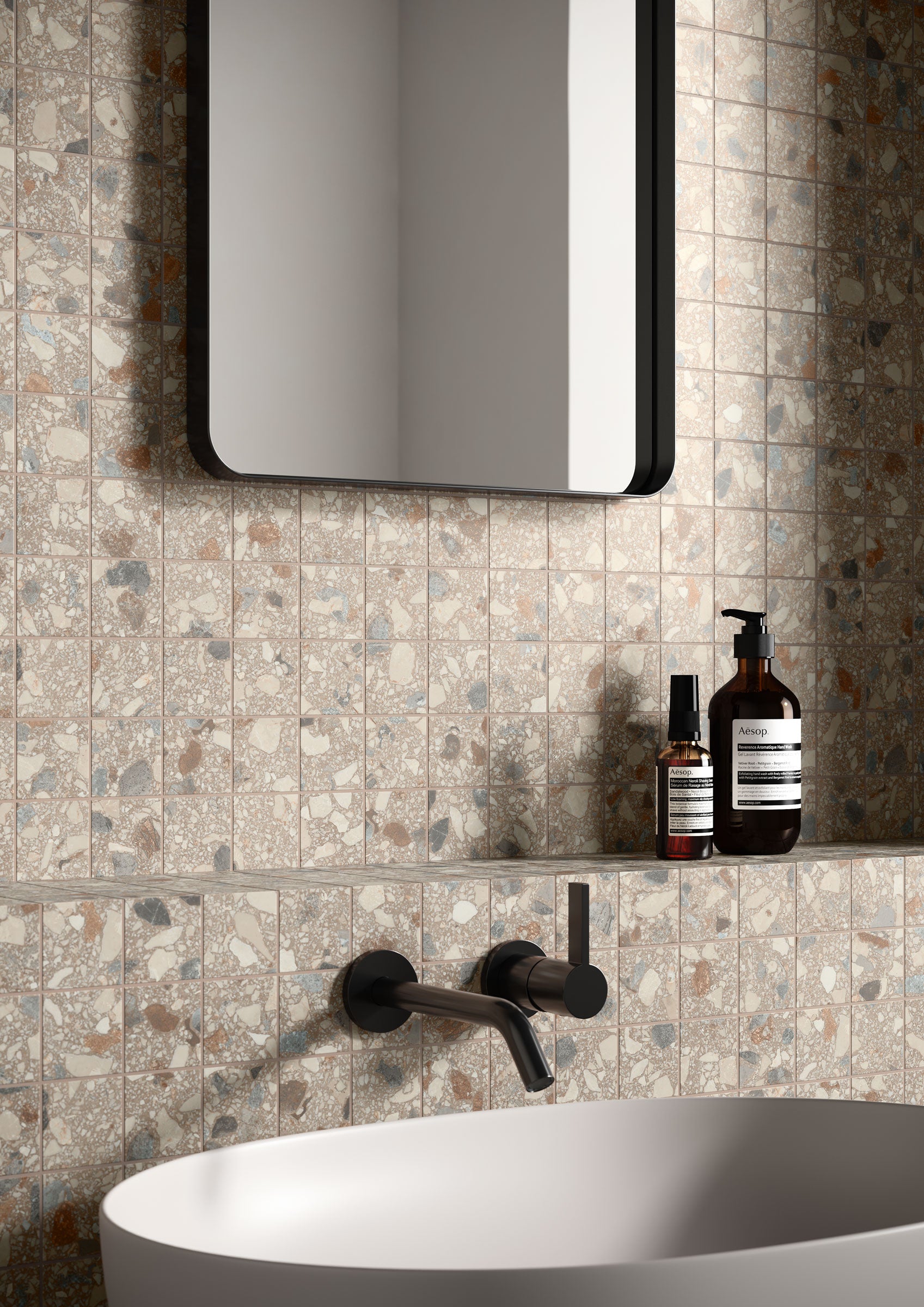 Terrazzo Allure™ 2x2 Matte Porcelain Mesh Mosaic Tile in Tortoise
