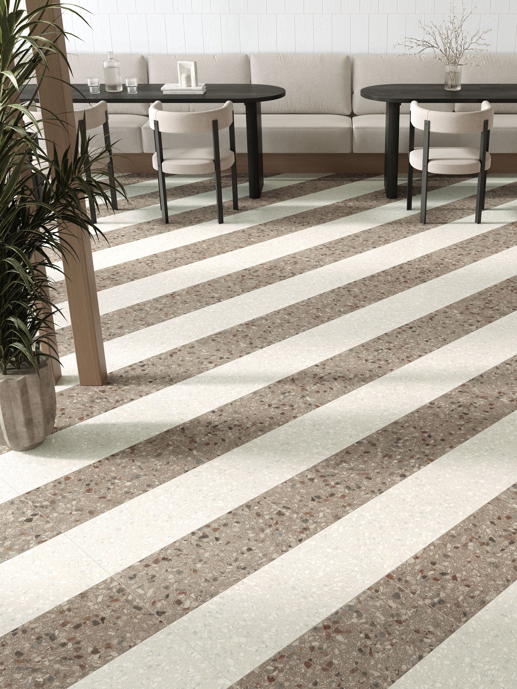 Terrazzo Allure™ 12x24 Matte Porcelain Tile in Eggshell