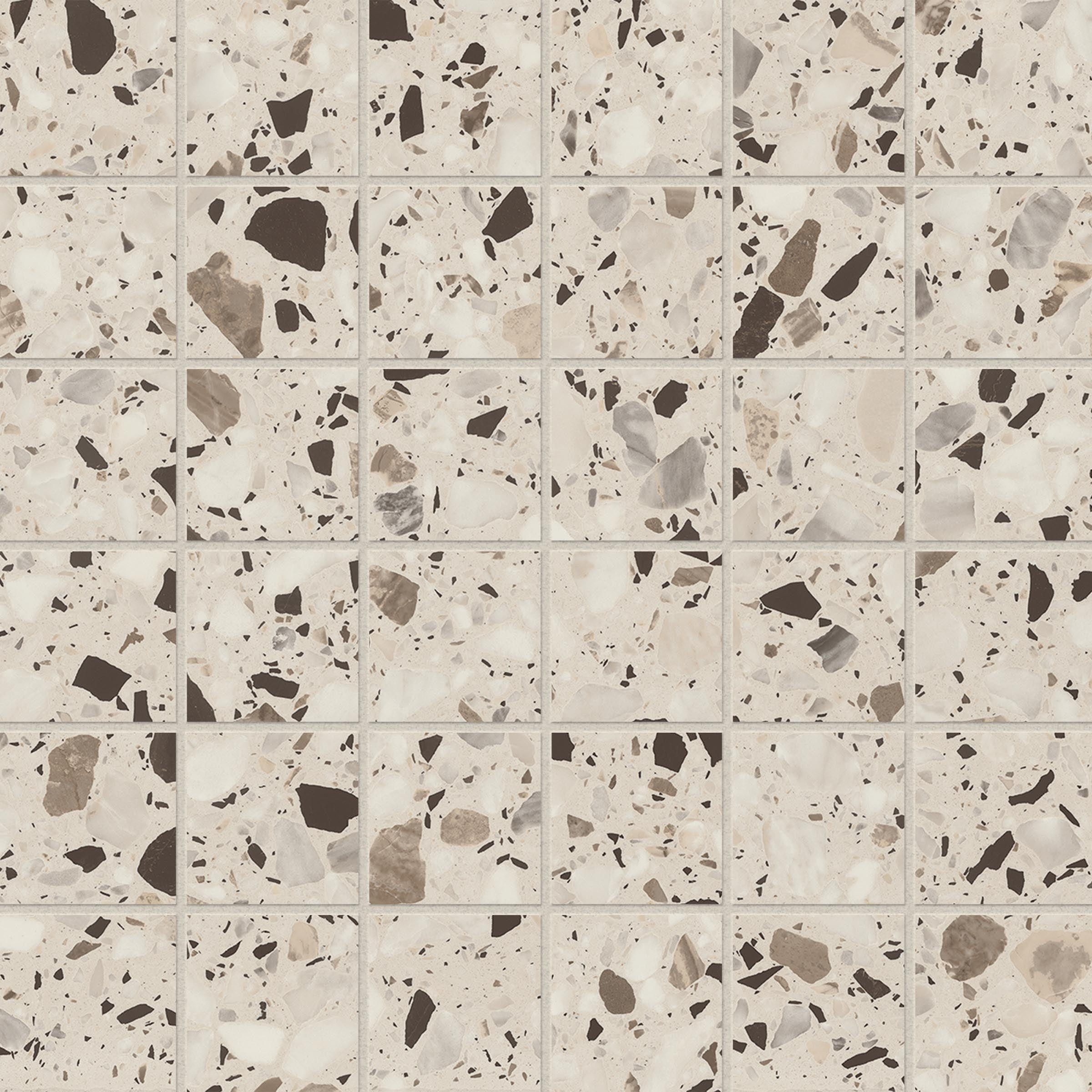Terrazzo Allure™ 2x2 Matte Porcelain Mesh Mosaic Tile in Dune
