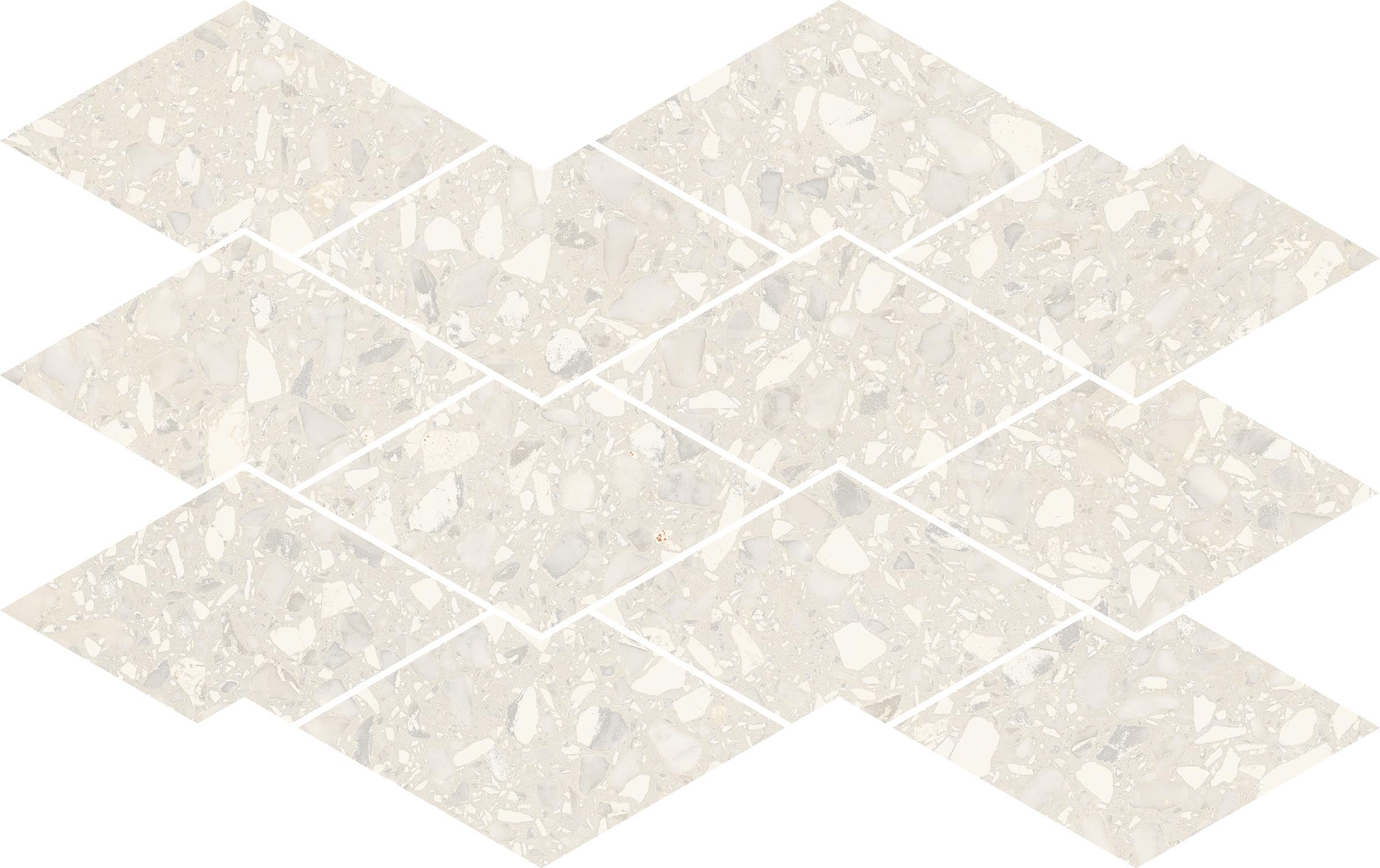 Terrazzo Allure™ 10.5x17 Matte Diamond Deco Porcelain Tile in Eggshell