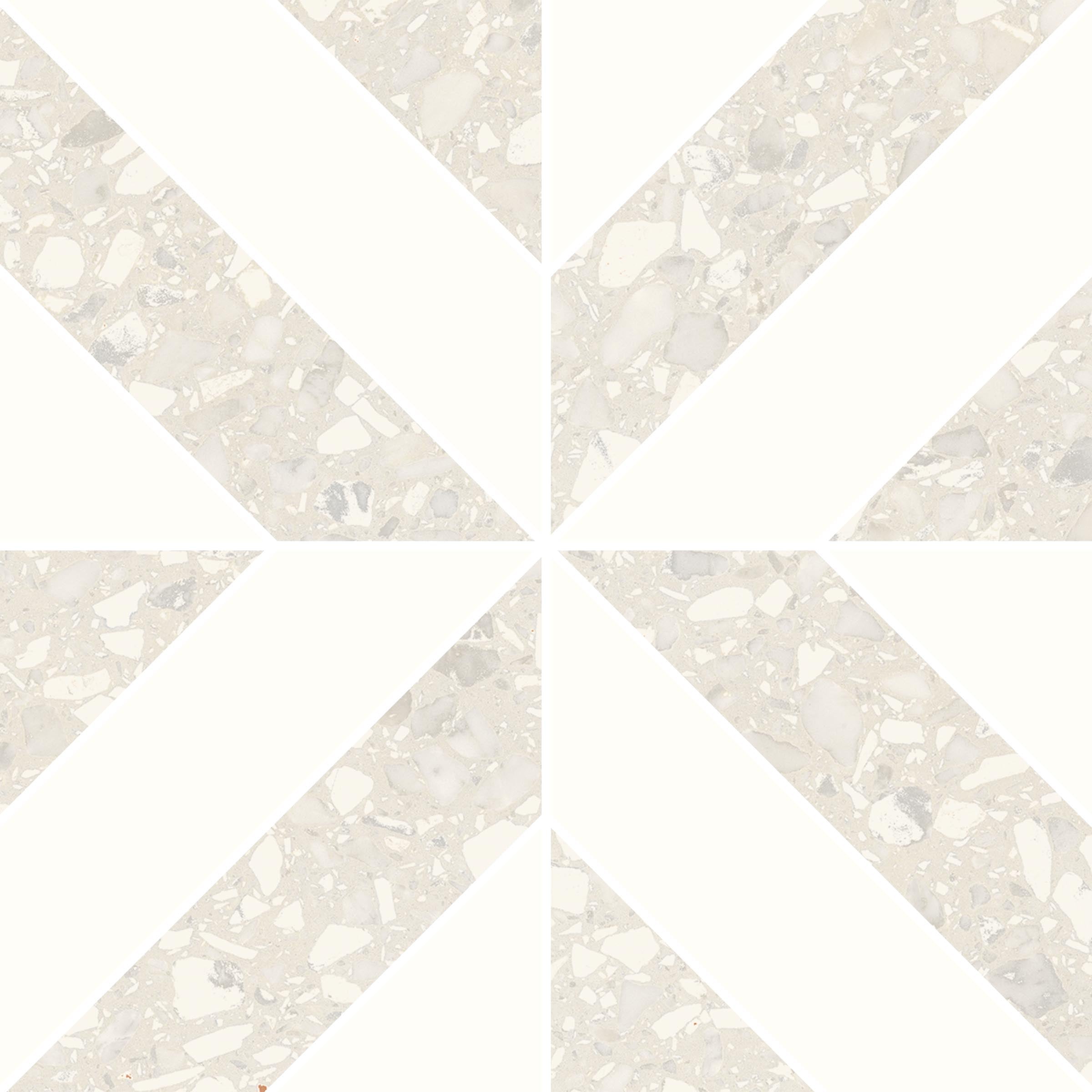 Terrazzo Allure™ 12x12 Matte Iconic Deco Porcelain Tile in Eggshell