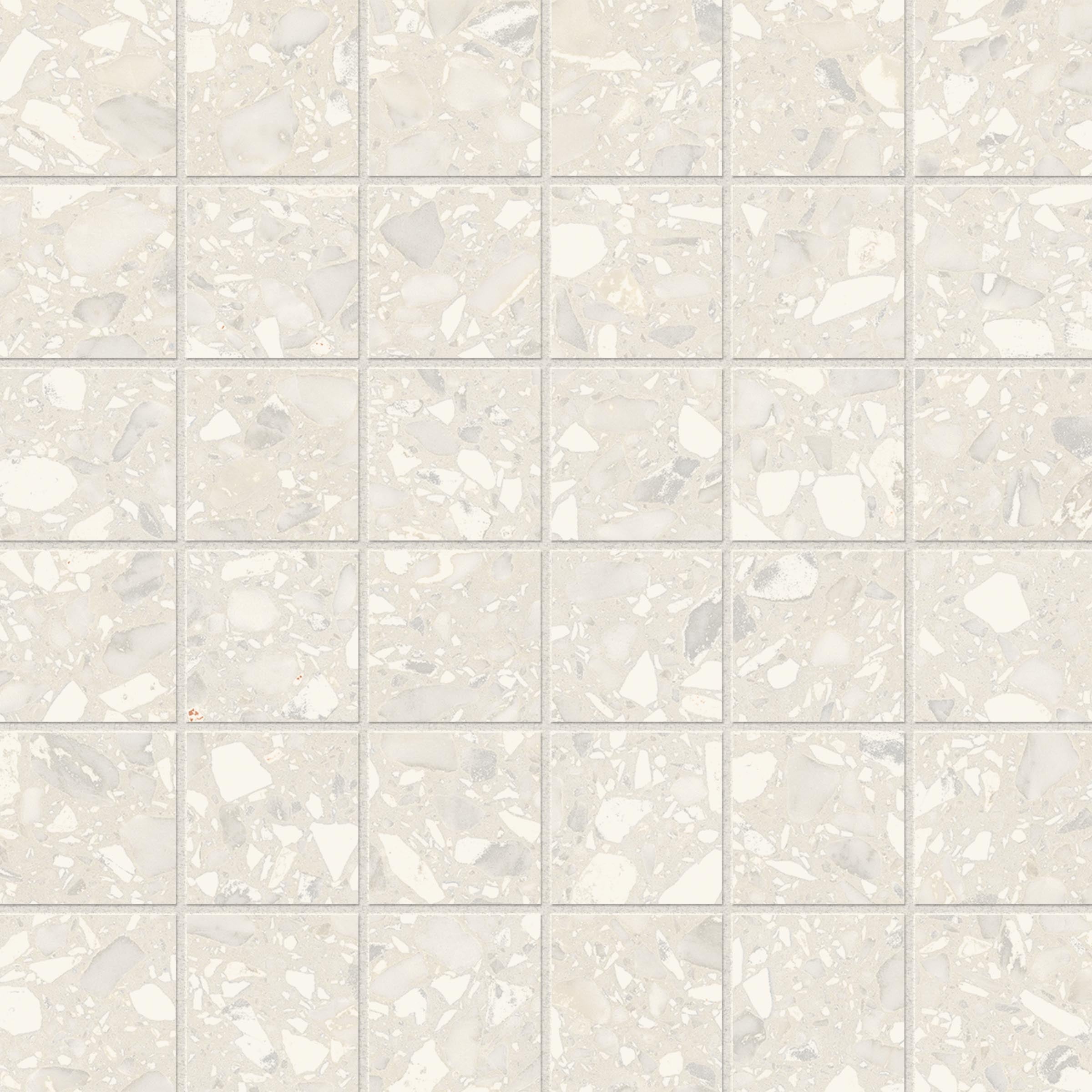 Terrazzo Allure™ 2x2 Matte Porcelain Mesh Mosaic Tile in Eggshell