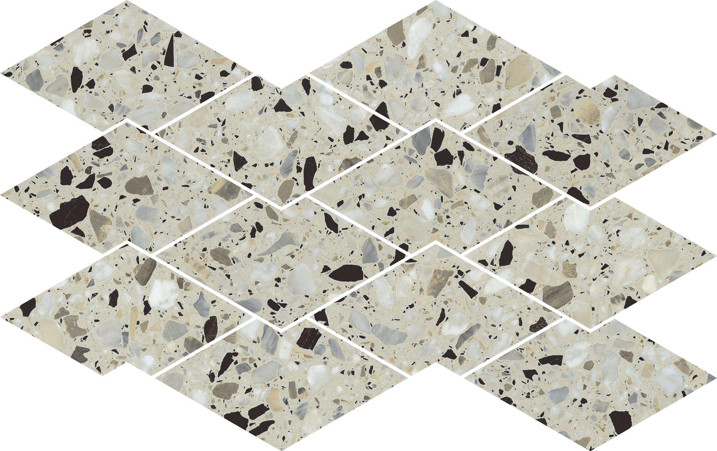 Terrazzo Allure™ 10.5x17 Matte Diamond Deco Porcelain Tile in Mesquite