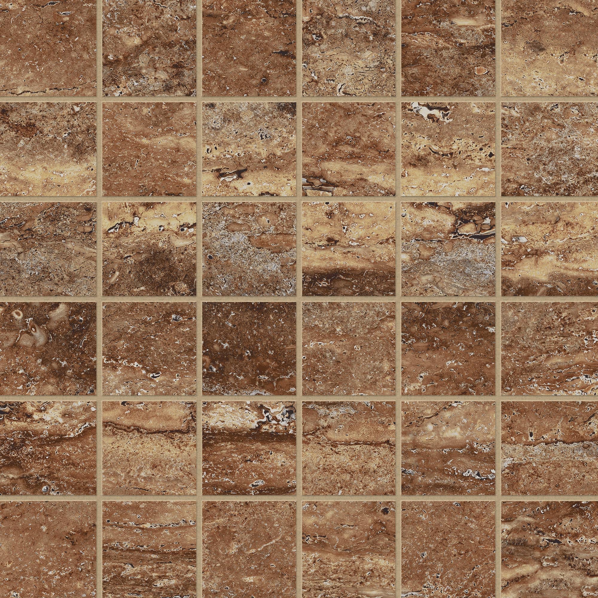 Travertine 2x2 Polished Porcelain Mesh Mosaic Tile in Bold
