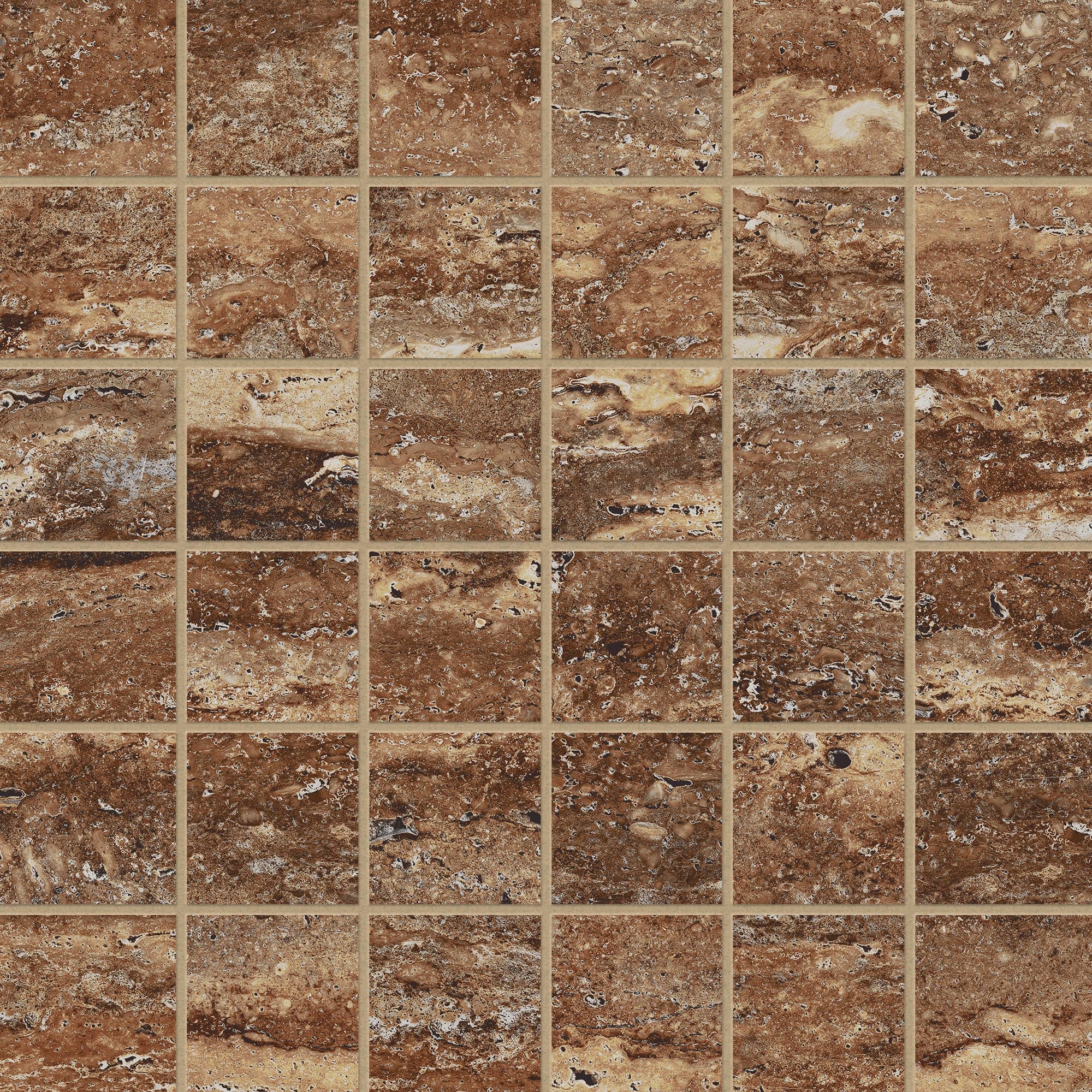 Travertine 2x2 Polished Porcelain Mesh Mosaic Tile in Bold