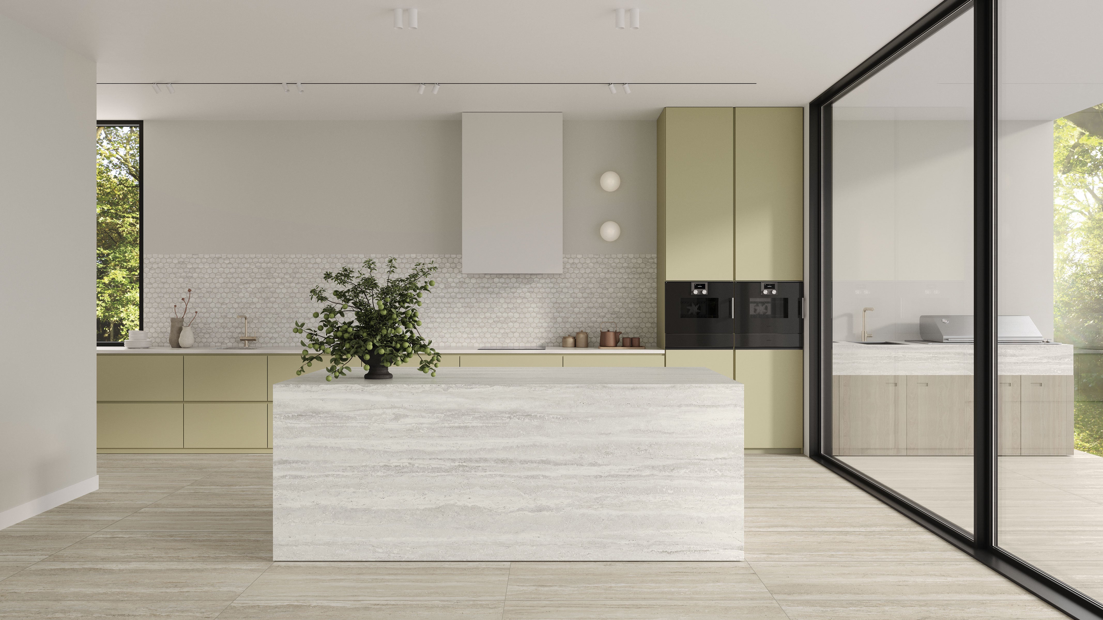 Travertine 3x3 Matte Porcelain Hexagon Mesh Mosaic Tile in Roman