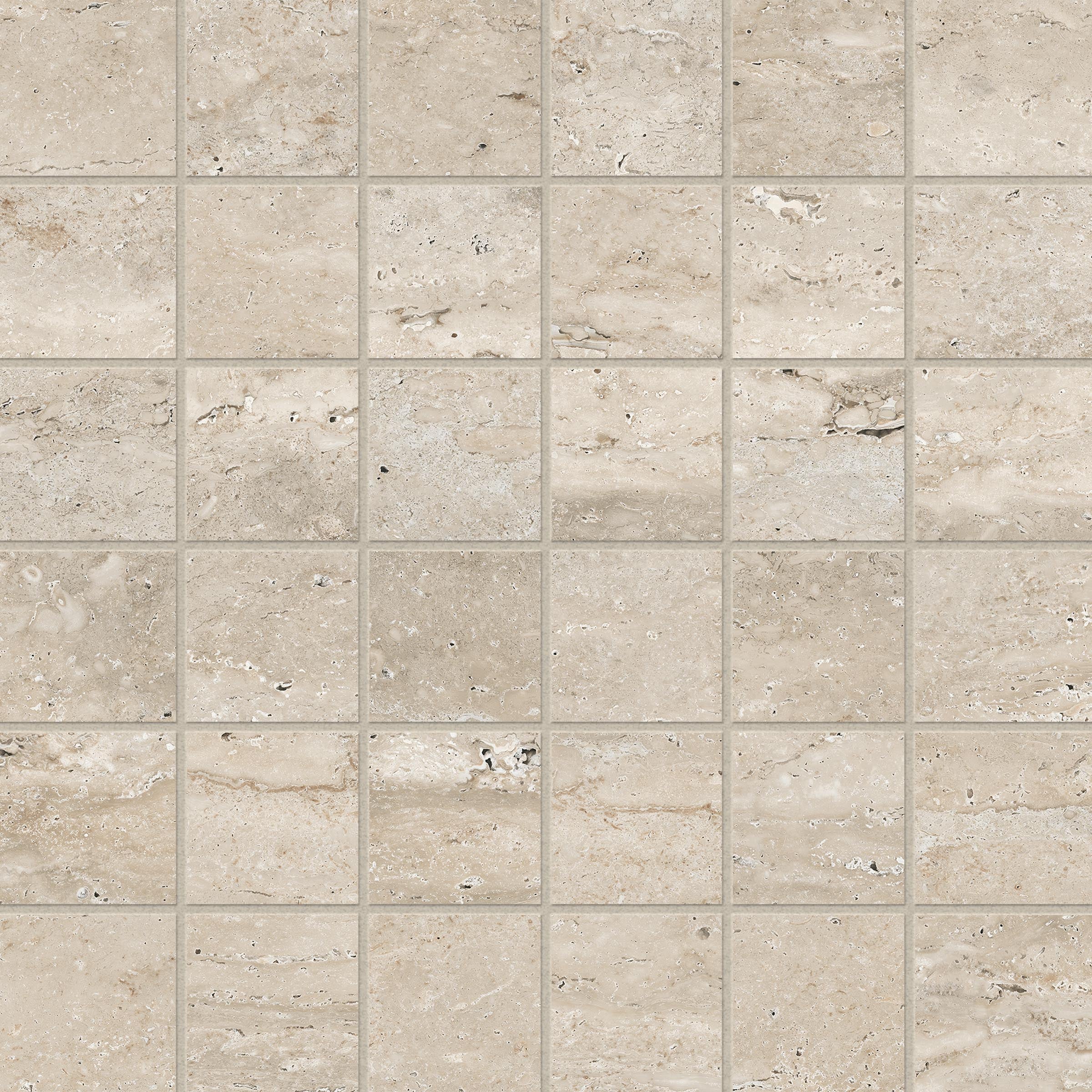 Travertine 2x2 Polished Porcelain Mesh Mosaic Tile in Navona