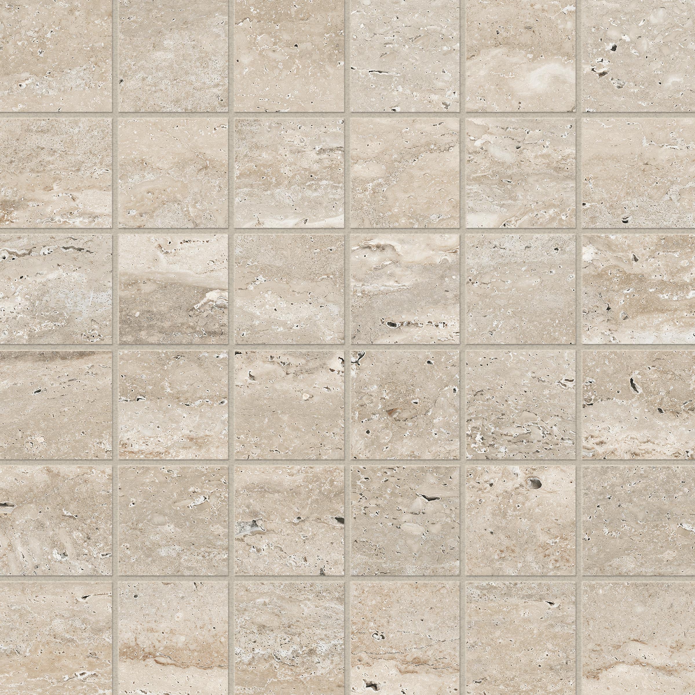 Travertine 2x2 Polished Porcelain Mesh Mosaic Tile in Navona
