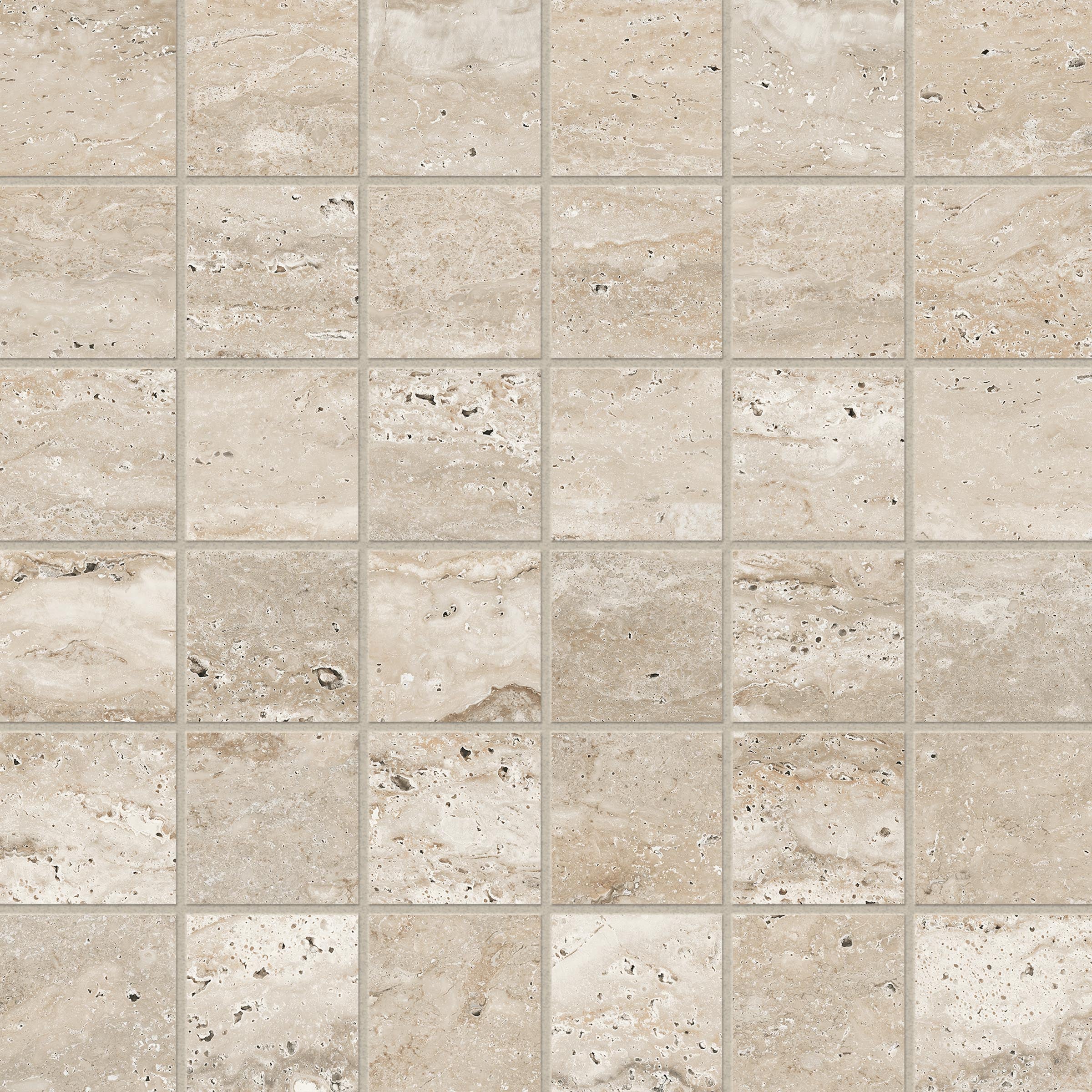 Travertine 2x2 Polished Porcelain Mesh Mosaic Tile in Navona