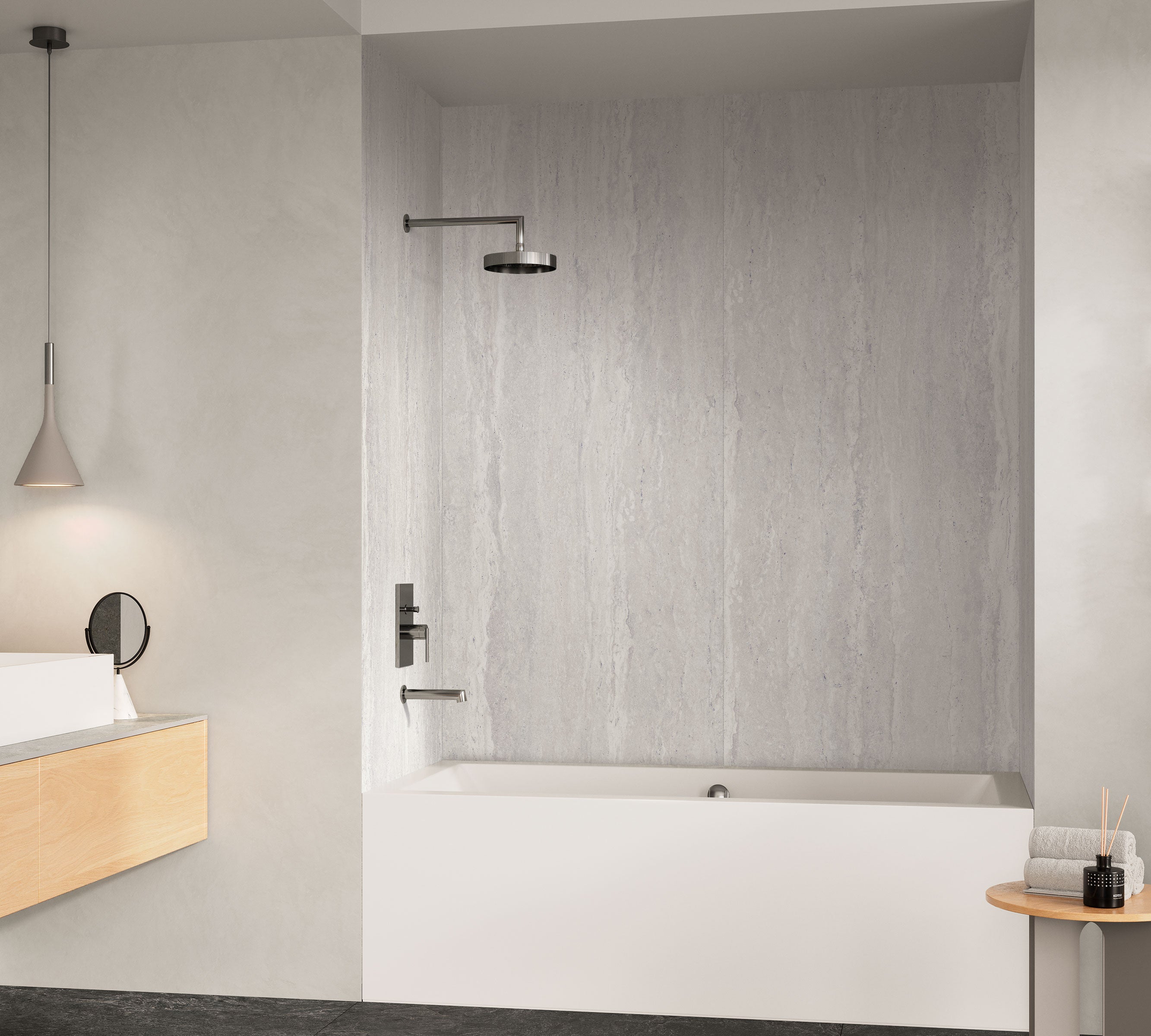 Travertine Pre-Fab 34x84 Matte Porcelain Tile in Roman (Online Only)
