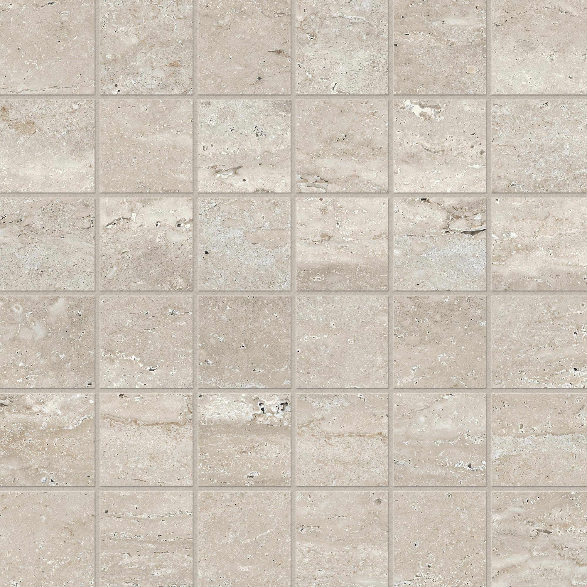 Travertine 2x2 Polished Porcelain Mesh Mosaic Tile in Silver