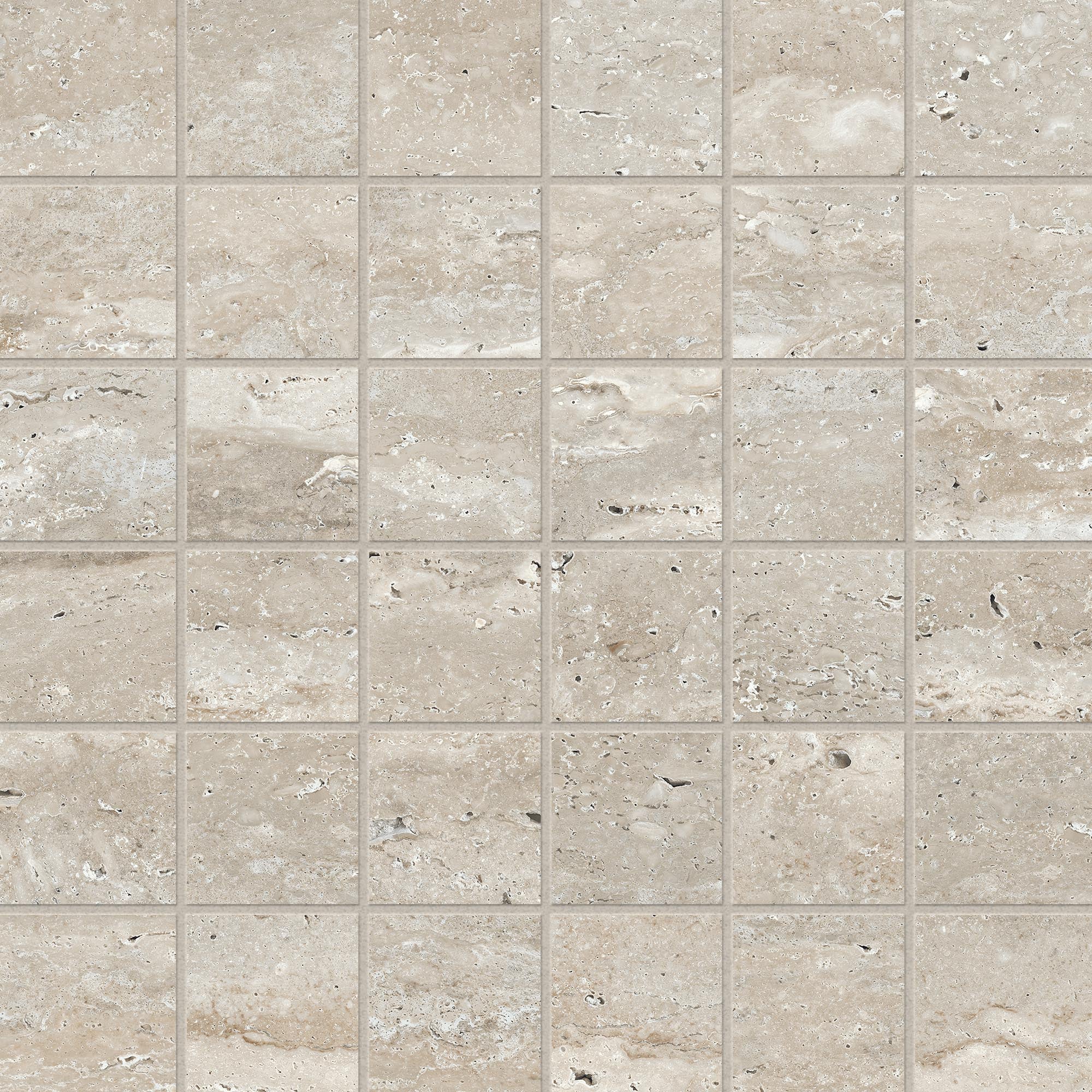 Travertine 2x2 Polished Porcelain Mesh Mosaic Tile in Silver