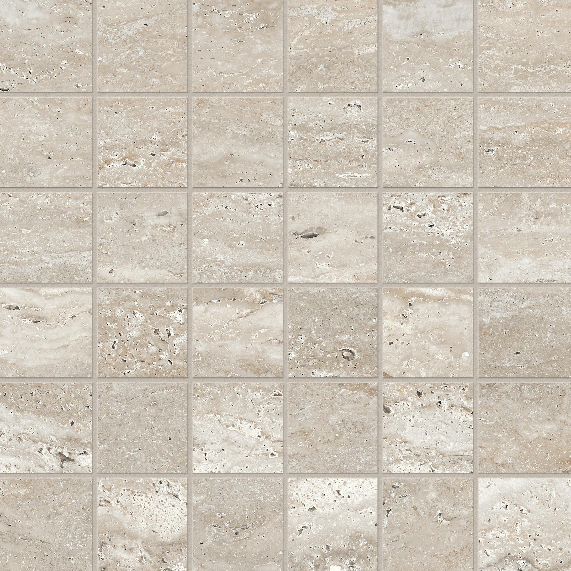 Travertine 2x2 Polished Porcelain Mesh Mosaic Tile in Silver