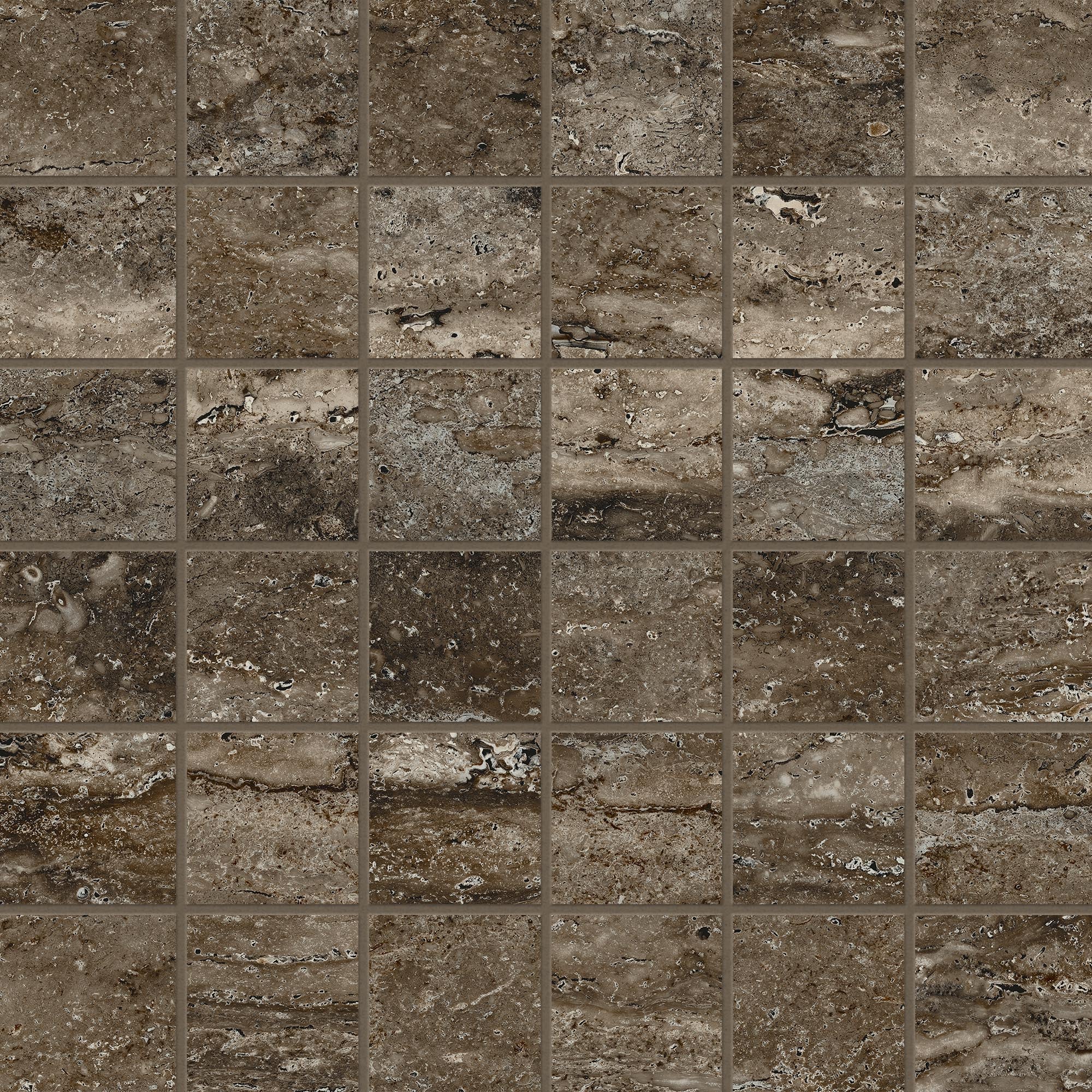 Travertine 2x2 Polished Porcelain Mesh Mosaic Tile in Titanium