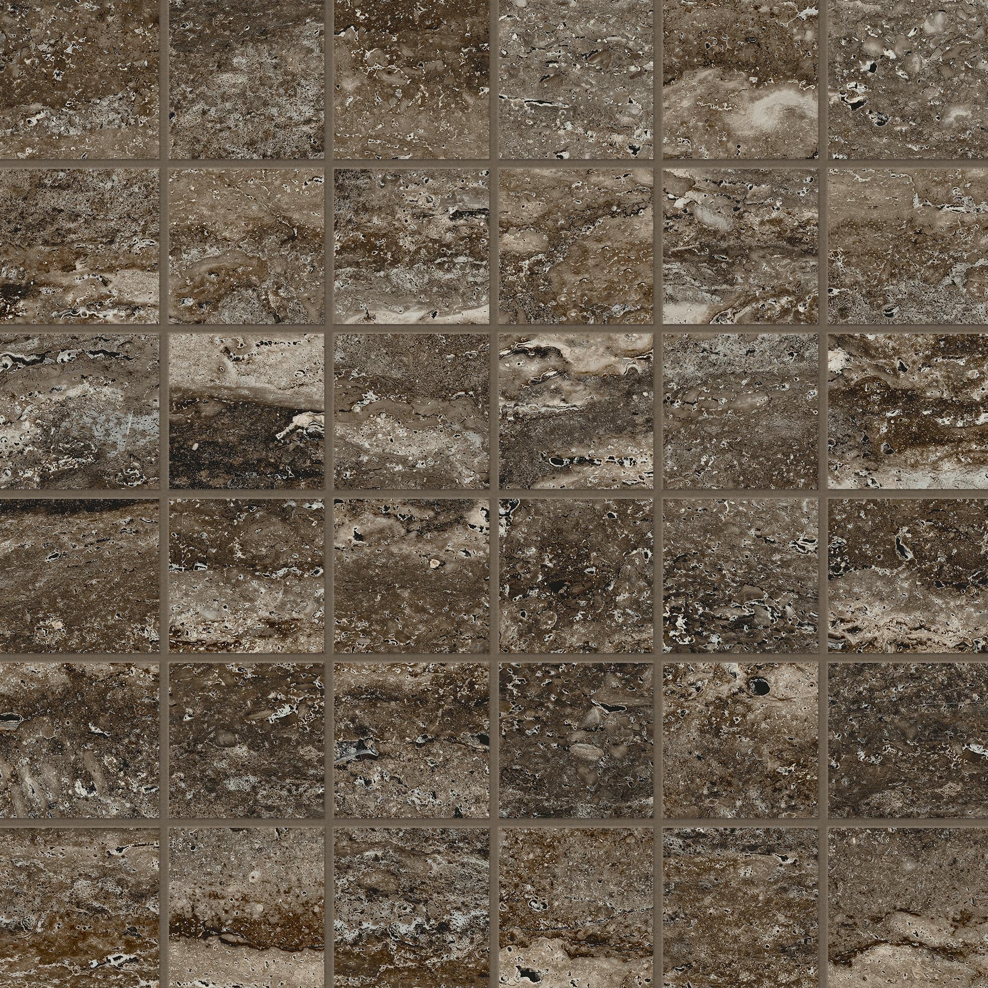 Travertine 2x2 Polished Porcelain Mesh Mosaic Tile in Titanium