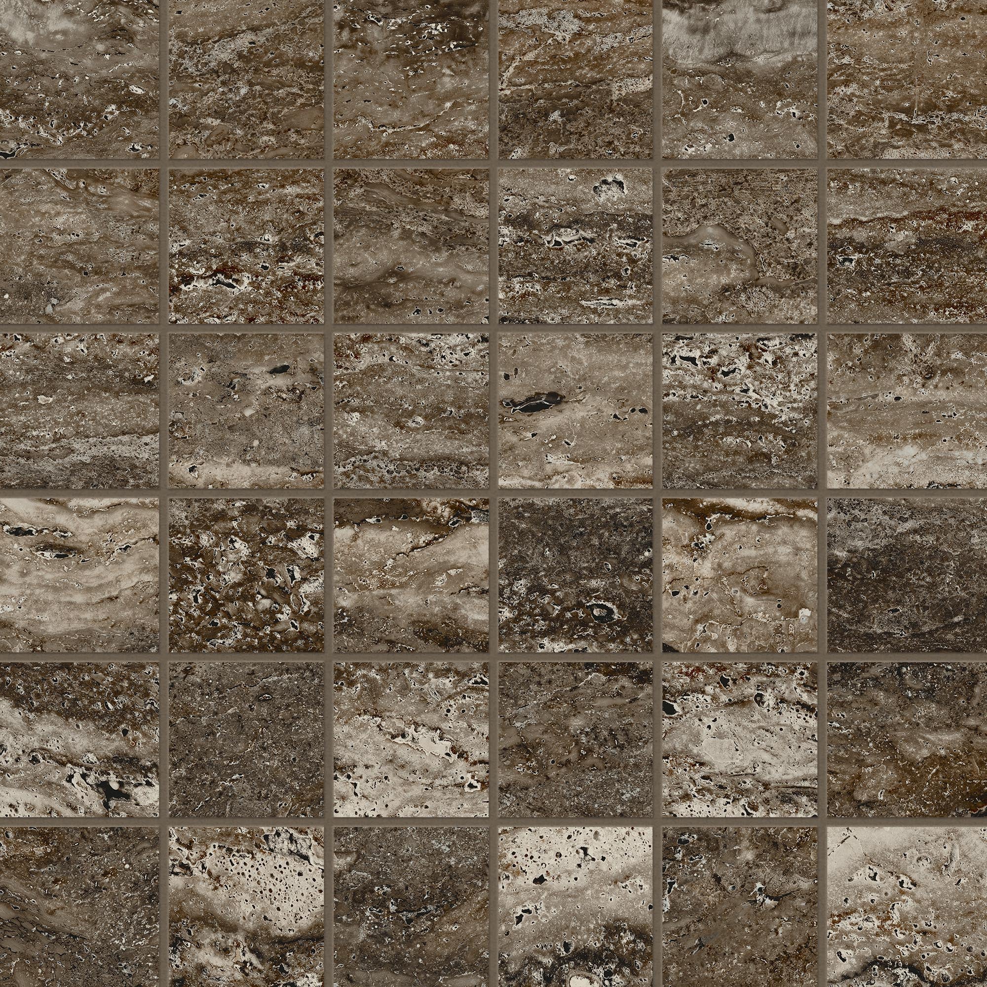 Travertine 2x2 Polished Porcelain Mesh Mosaic Tile in Titanium