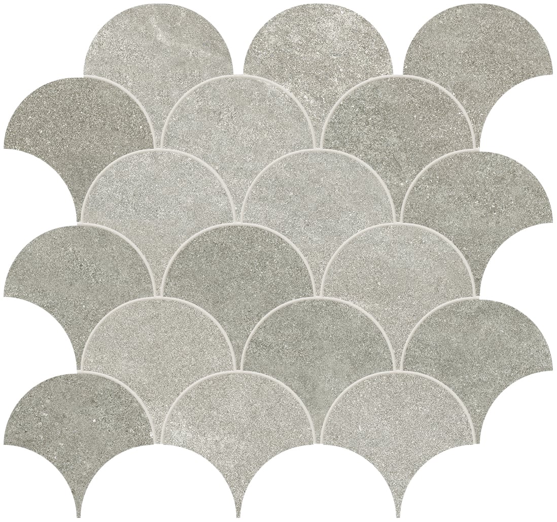Tycoon 13.7x14.5 Matte Porcelain Wave Mosaic Tile in Grey Mix