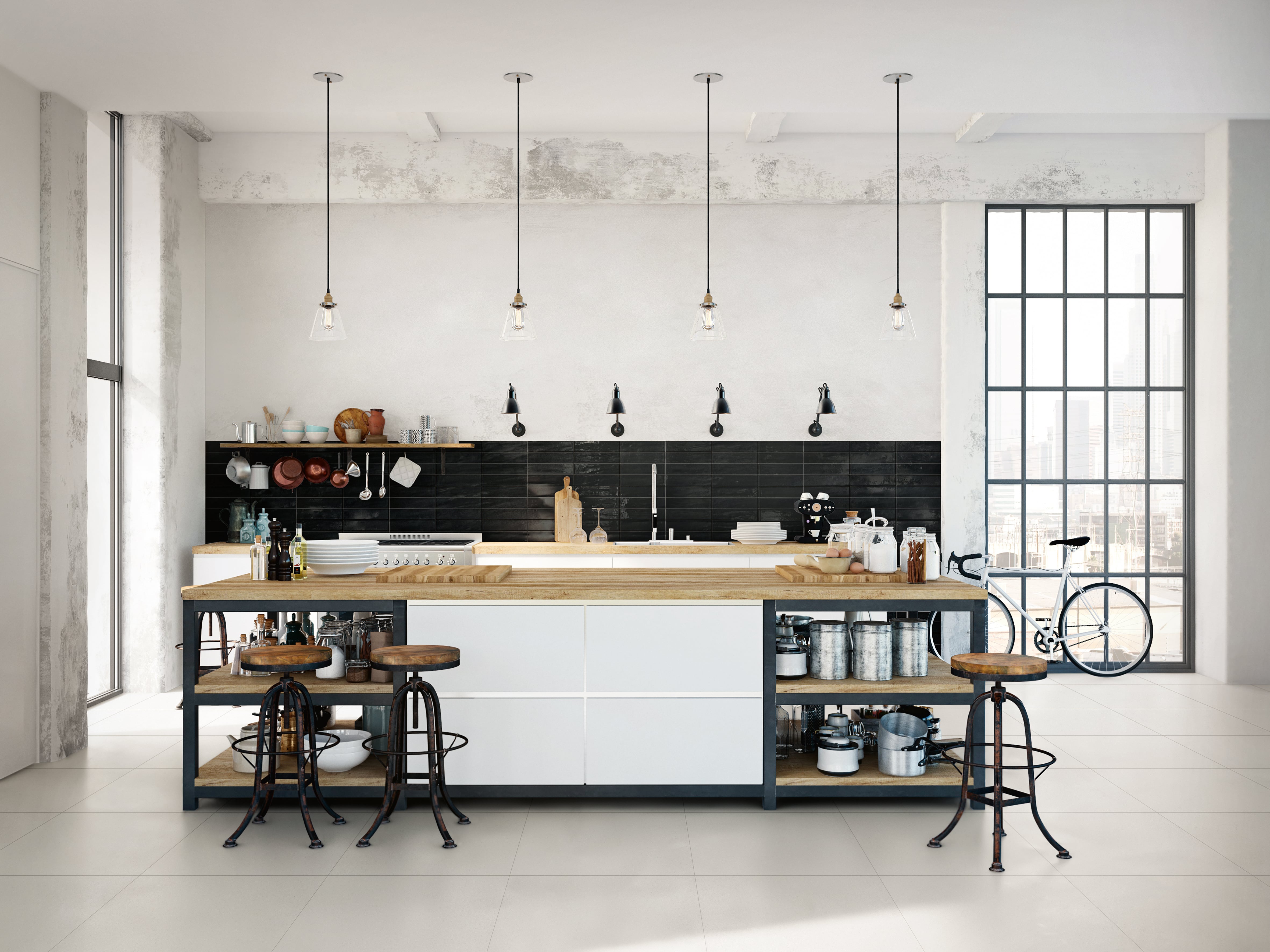 Urban Living 3x12 Glossy Porcelain Tile in Jet Black