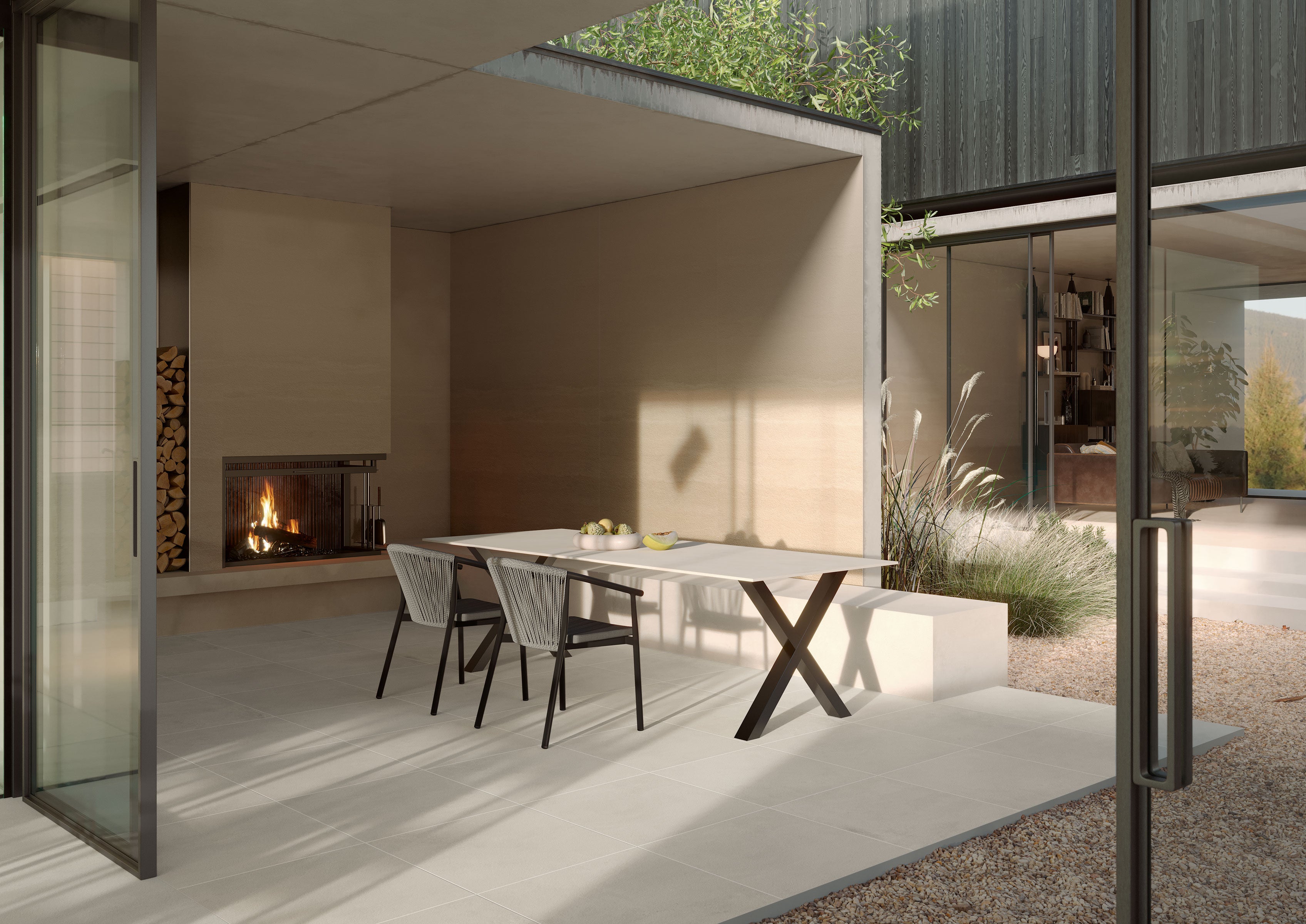 imprint Pre-Fab 32x96 Matte Porcelain Tile in Intaglio Kaolin