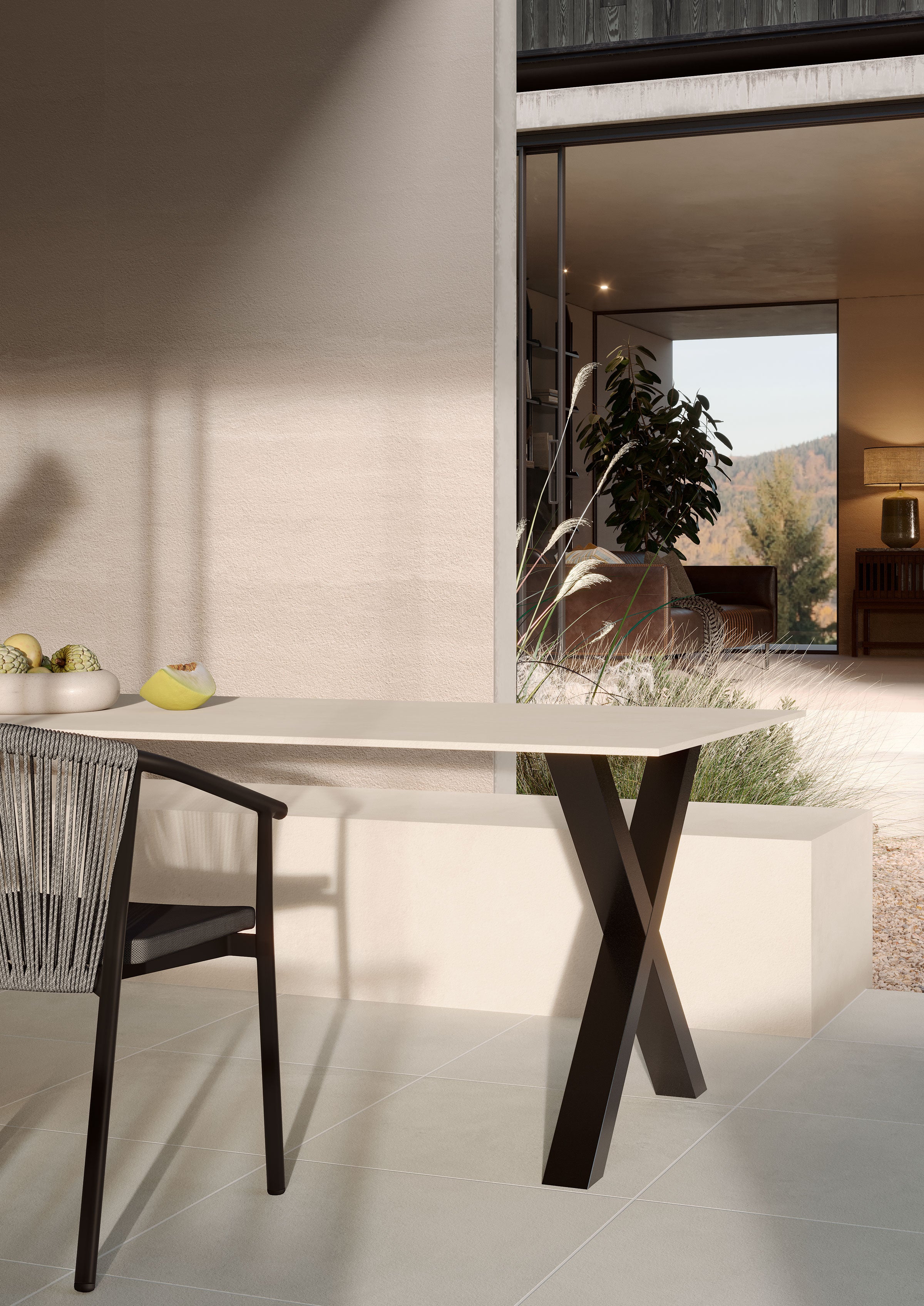 imprint Pre-Fab 32x96 Matte Porcelain Tile in Intaglio Kaolin