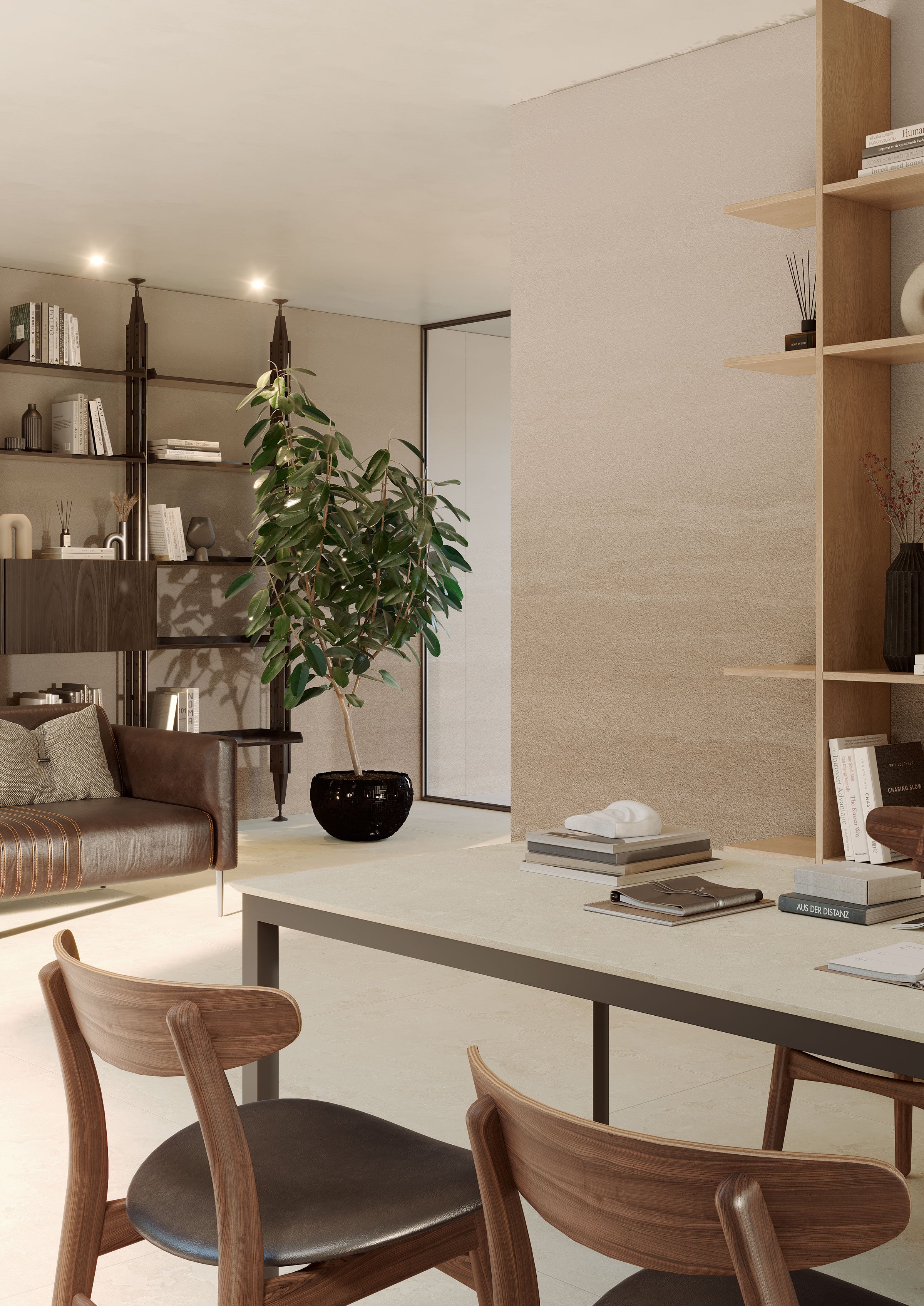 EcoStone Pre-Fab 32x96 Matte Porcelain Tile in Jute Cross Cut