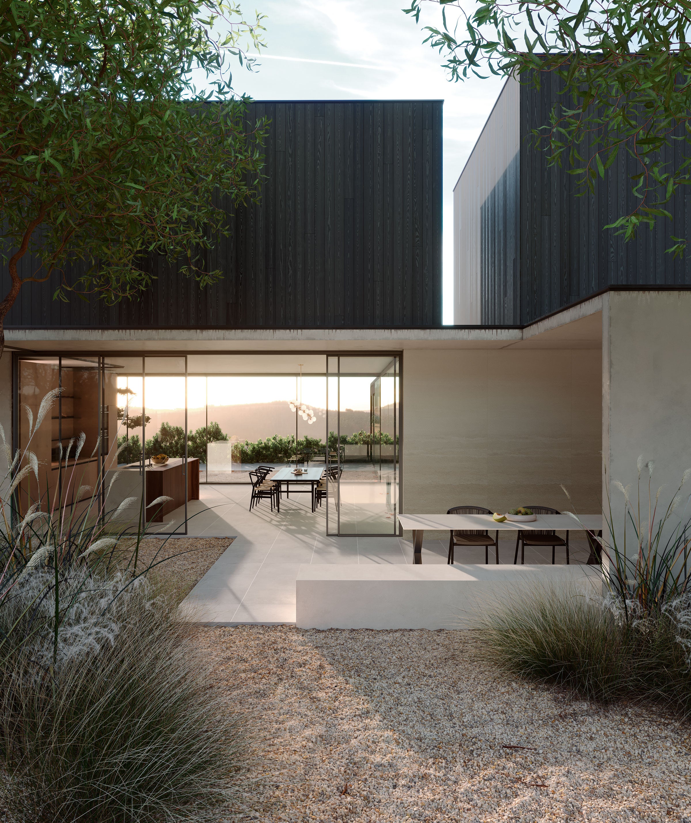 EcoStone Pre-Fab 32x96 Matte Porcelain Tile in Fog Cross Cut