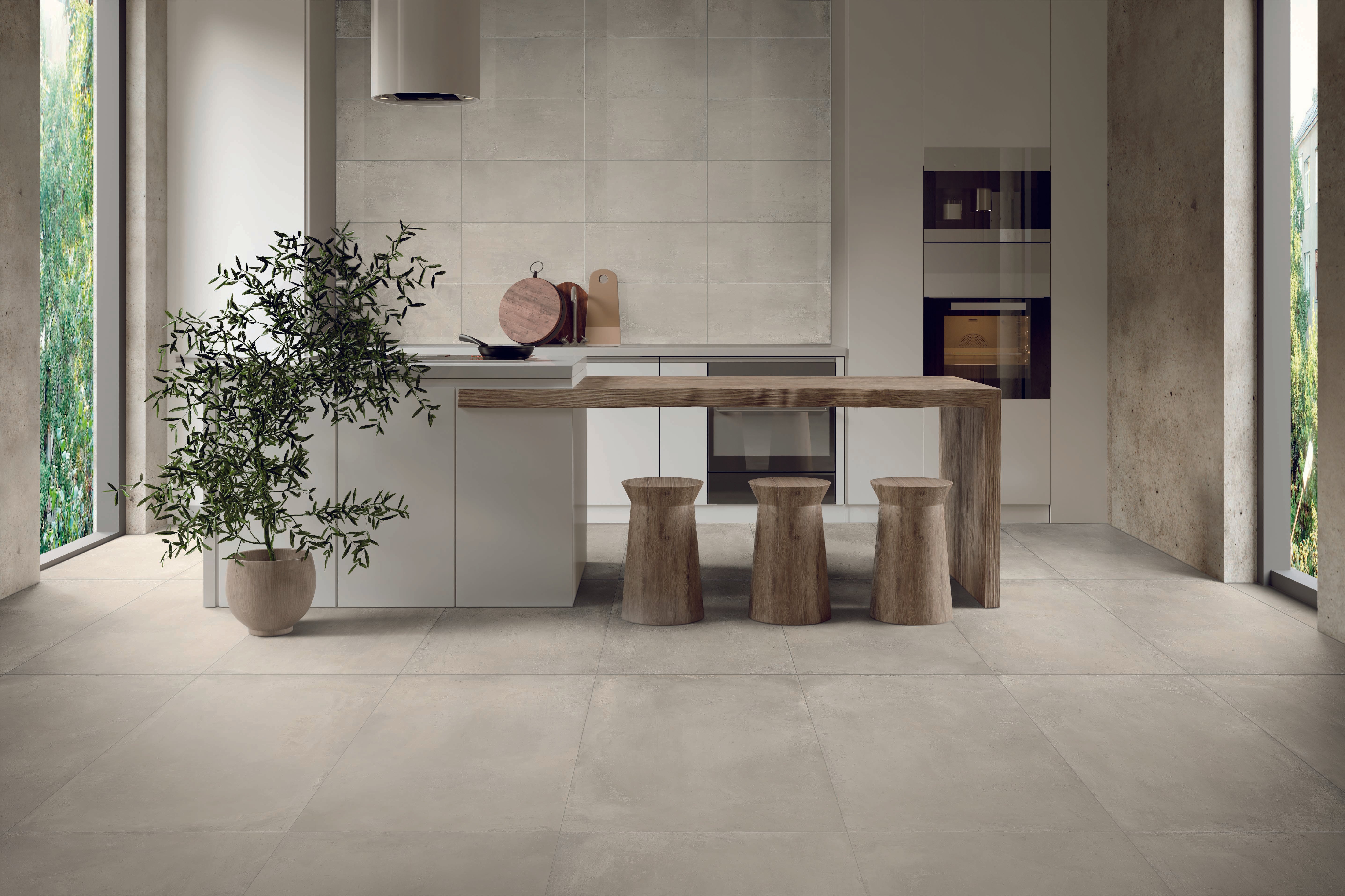 +One 24x48 Matte Porcelain Tile in Greige