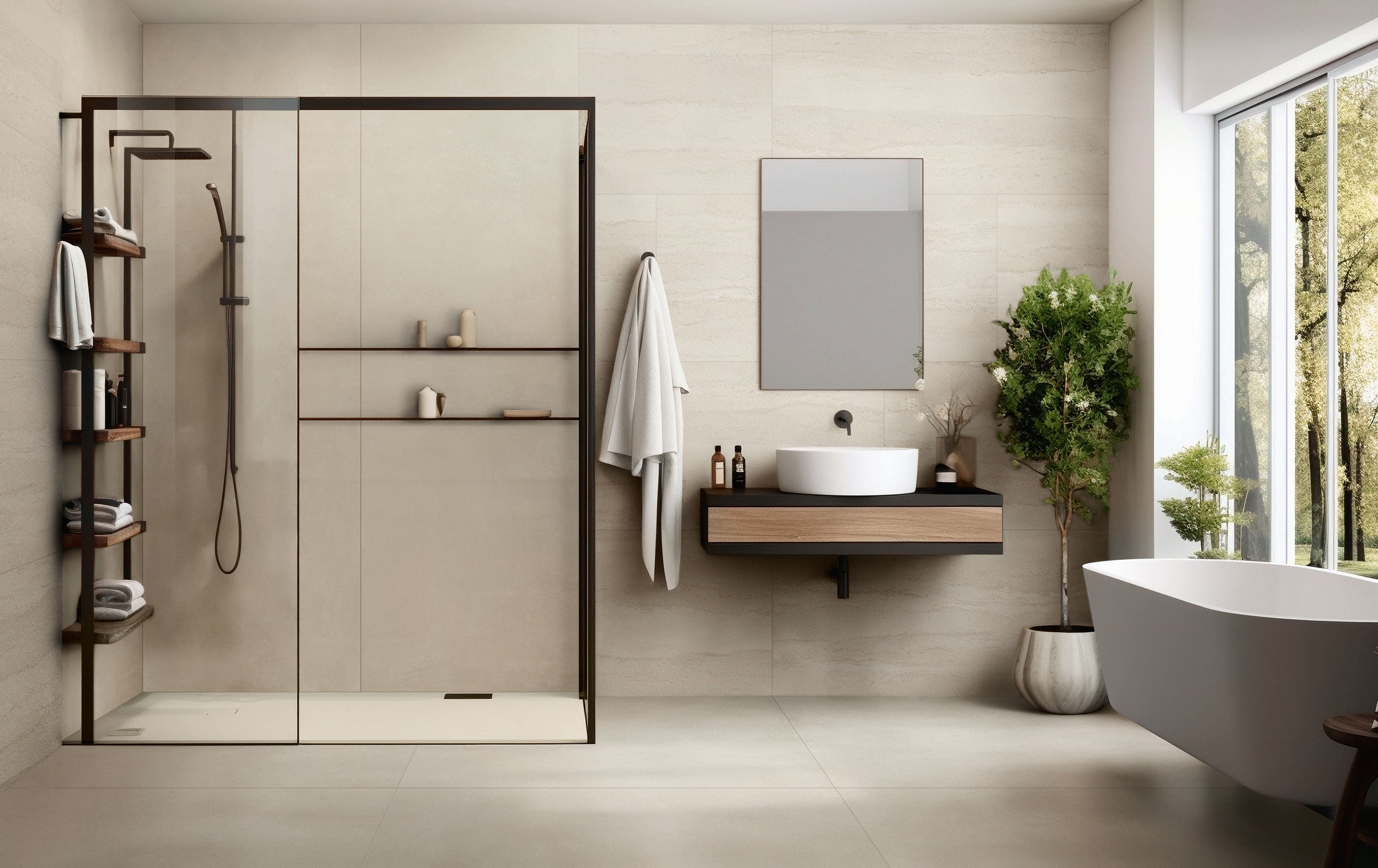 imprint Pre-Fab 32x96 Matte Porcelain Tile in Intaglio Kaolin