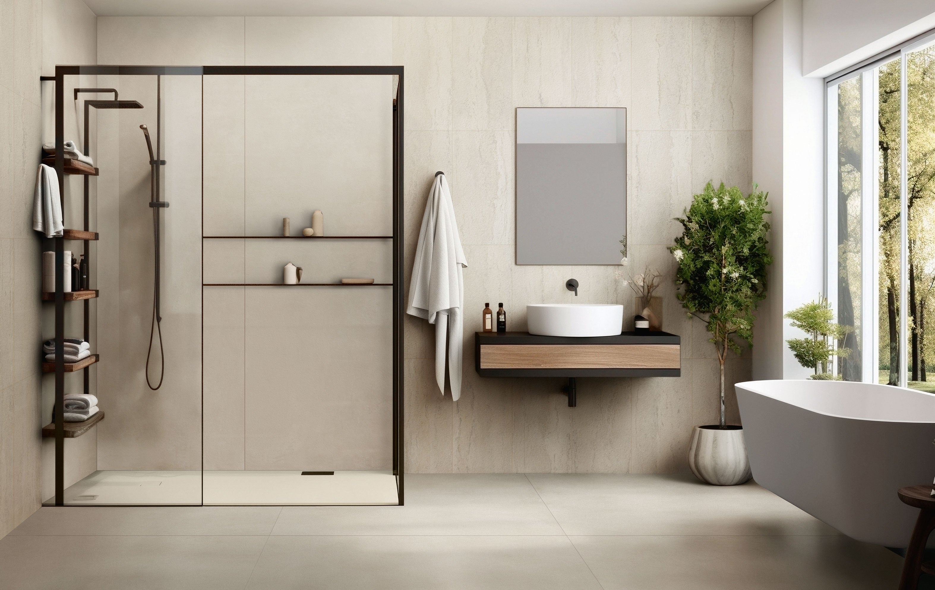 imprint Pre-Fab 32x96 Matte Porcelain Tile in Intaglio Kaolin