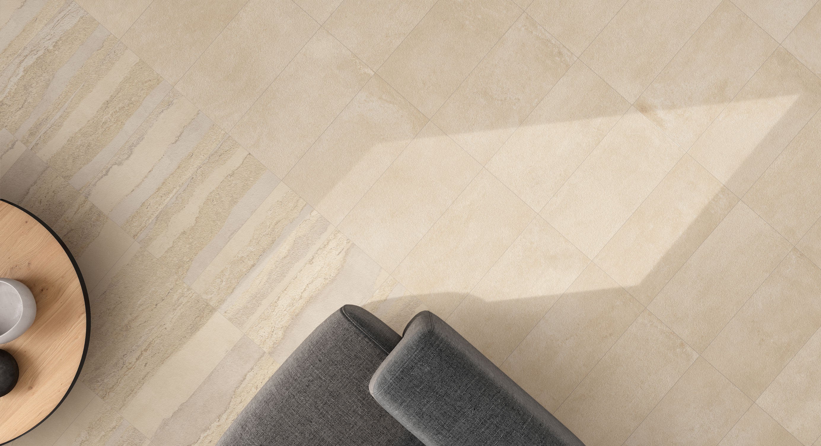 Imprint 12x24 Matte Porcelain Tile in Intaglio Warm