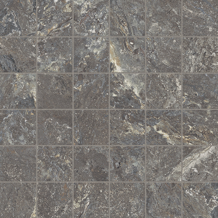 Porphid Stone 2x2 Porcelain Mesh Mosaic in Silver