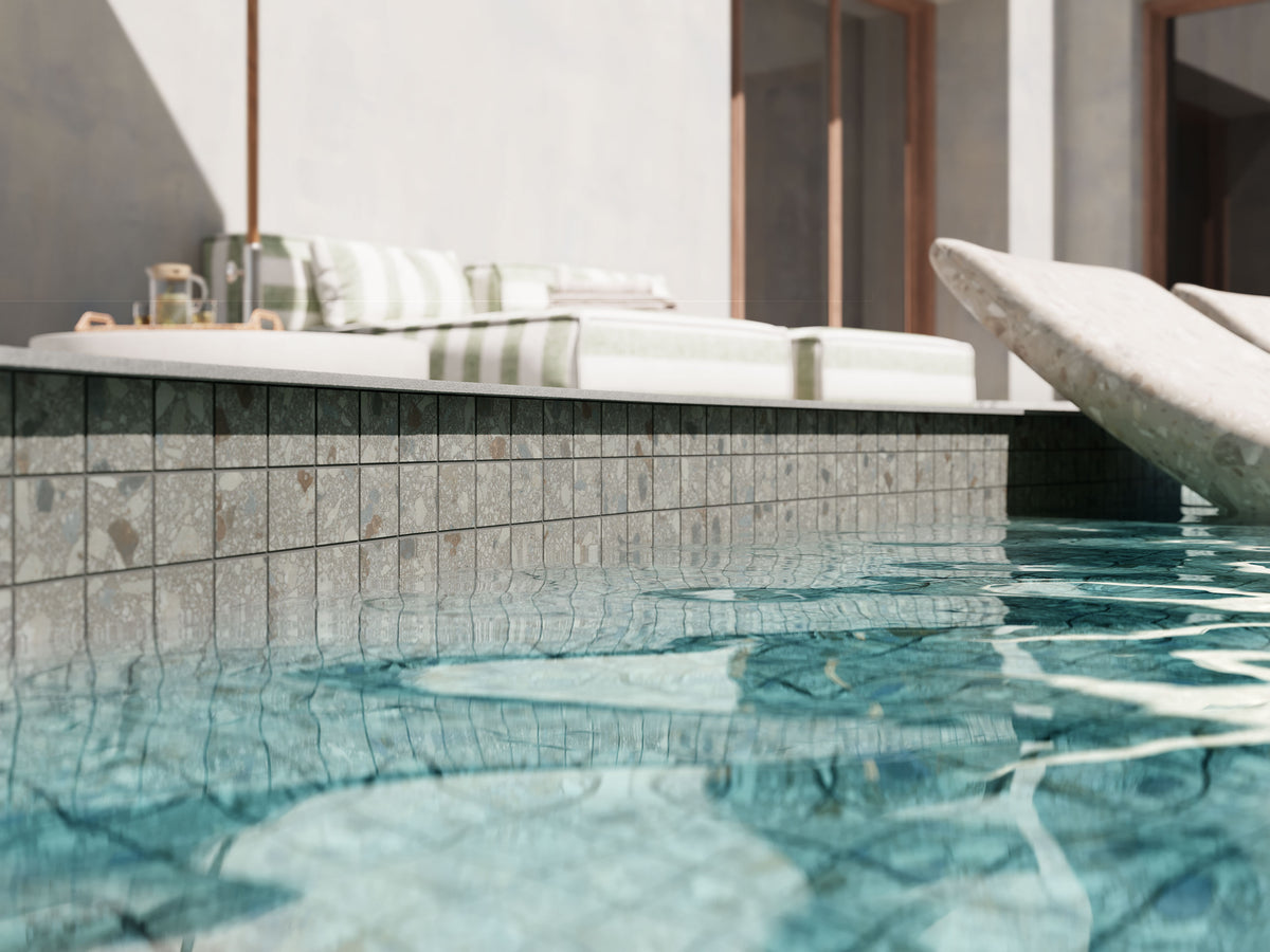 Terrazzo Allure™ 2x2 Matte Porcelain Mesh Mosaic Tile in Stonehenge