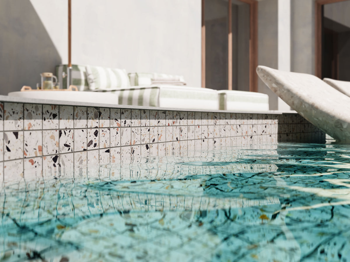 Terrazzo Allure™ 2x2 Matte Porcelain Mesh Mosaic Tile in Venice