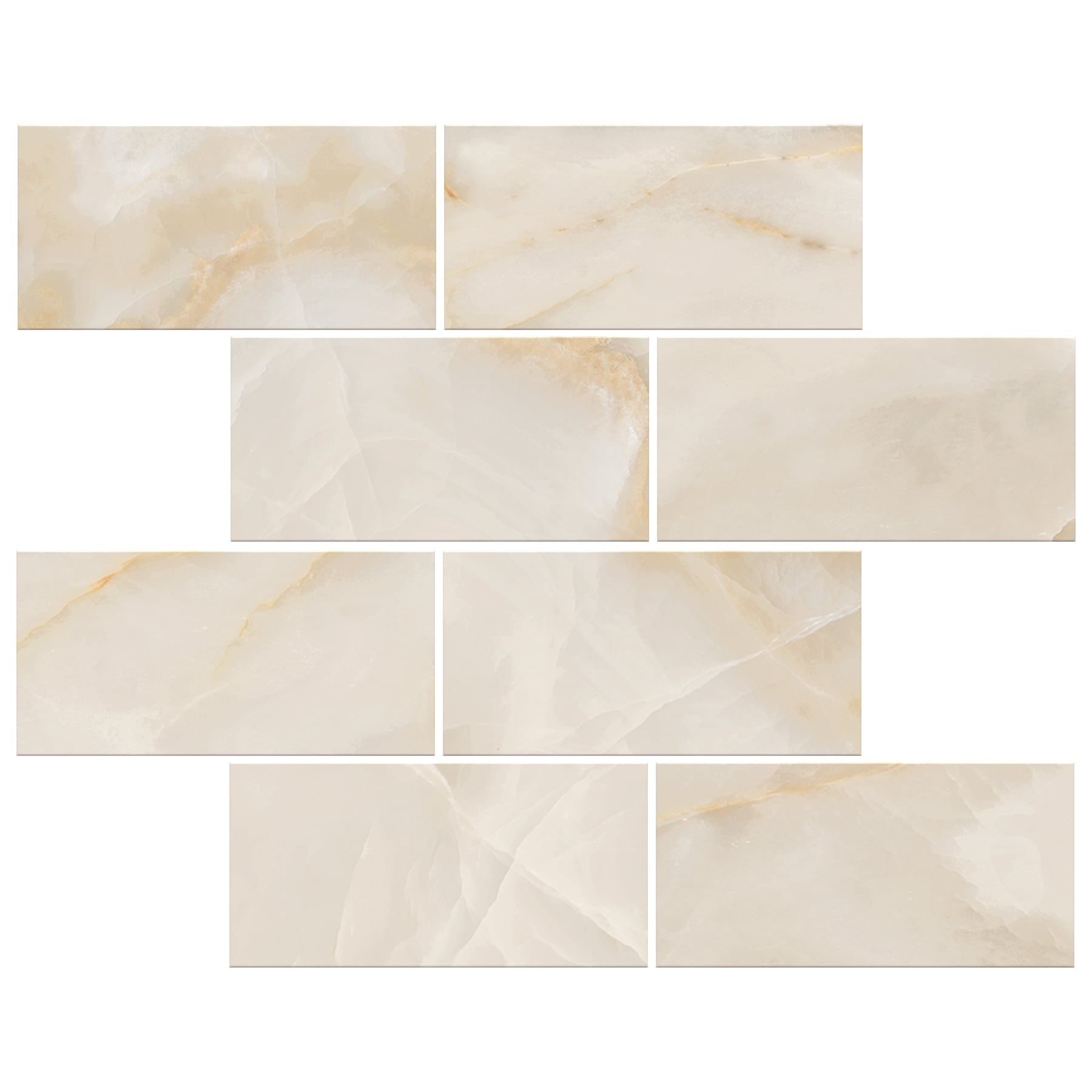 Onyx 3x6 Polished Porcelain Mesh Mosaic Tile in Beige