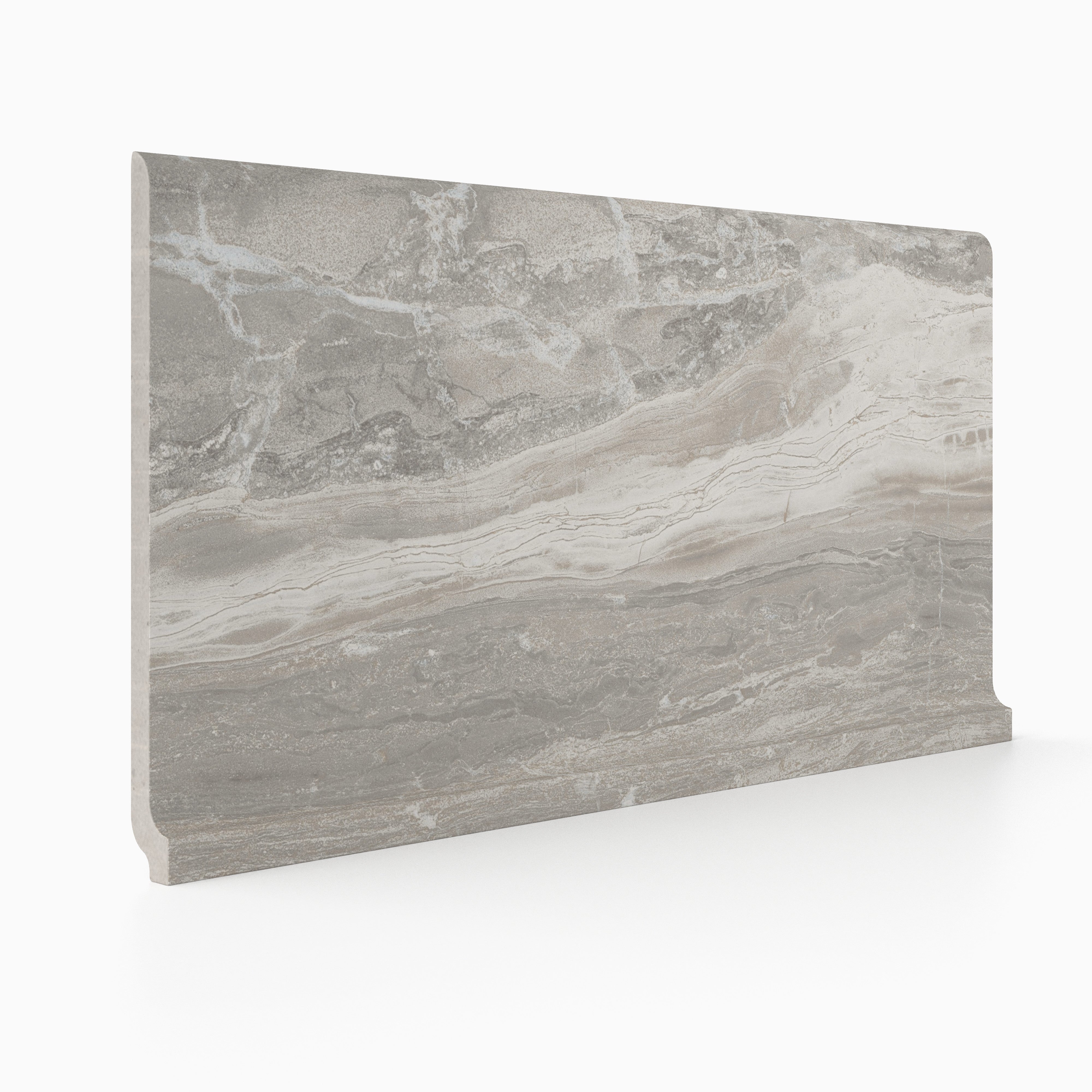 Breccia 6x12 Matte Porcelain Cove Base Tile in Silver