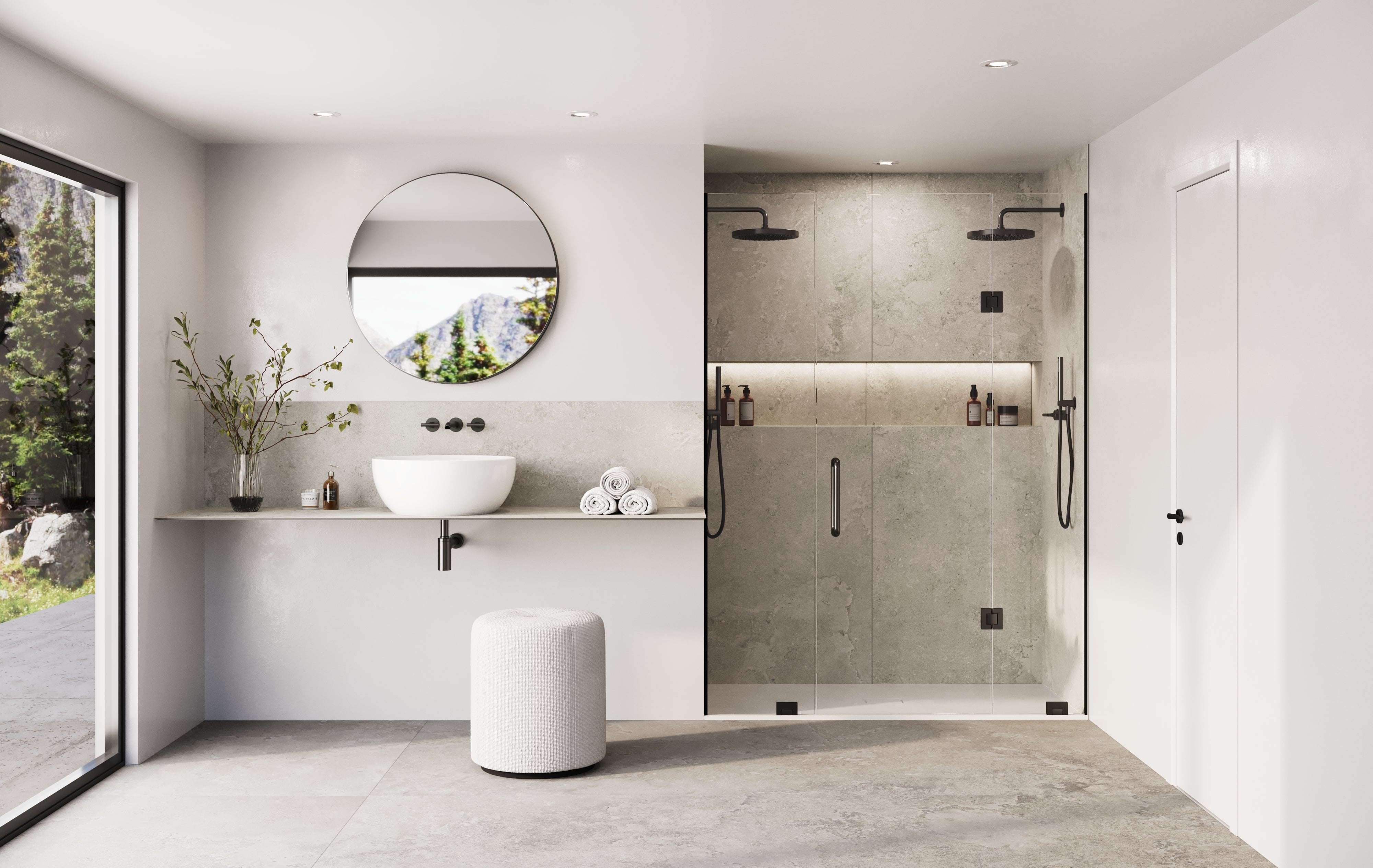 EcoStone Pre-Fab 32x96 Matte Porcelain Tile in Fossil Cross Cut